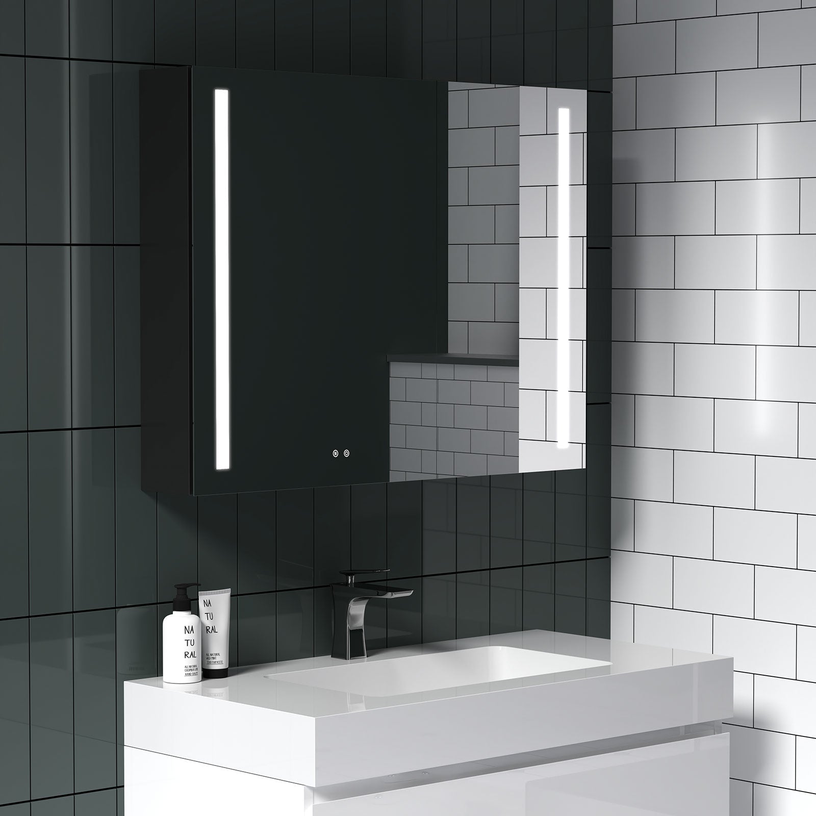 Surface Mount Bathroom Medicine Cabinet with Mirror and Shelves