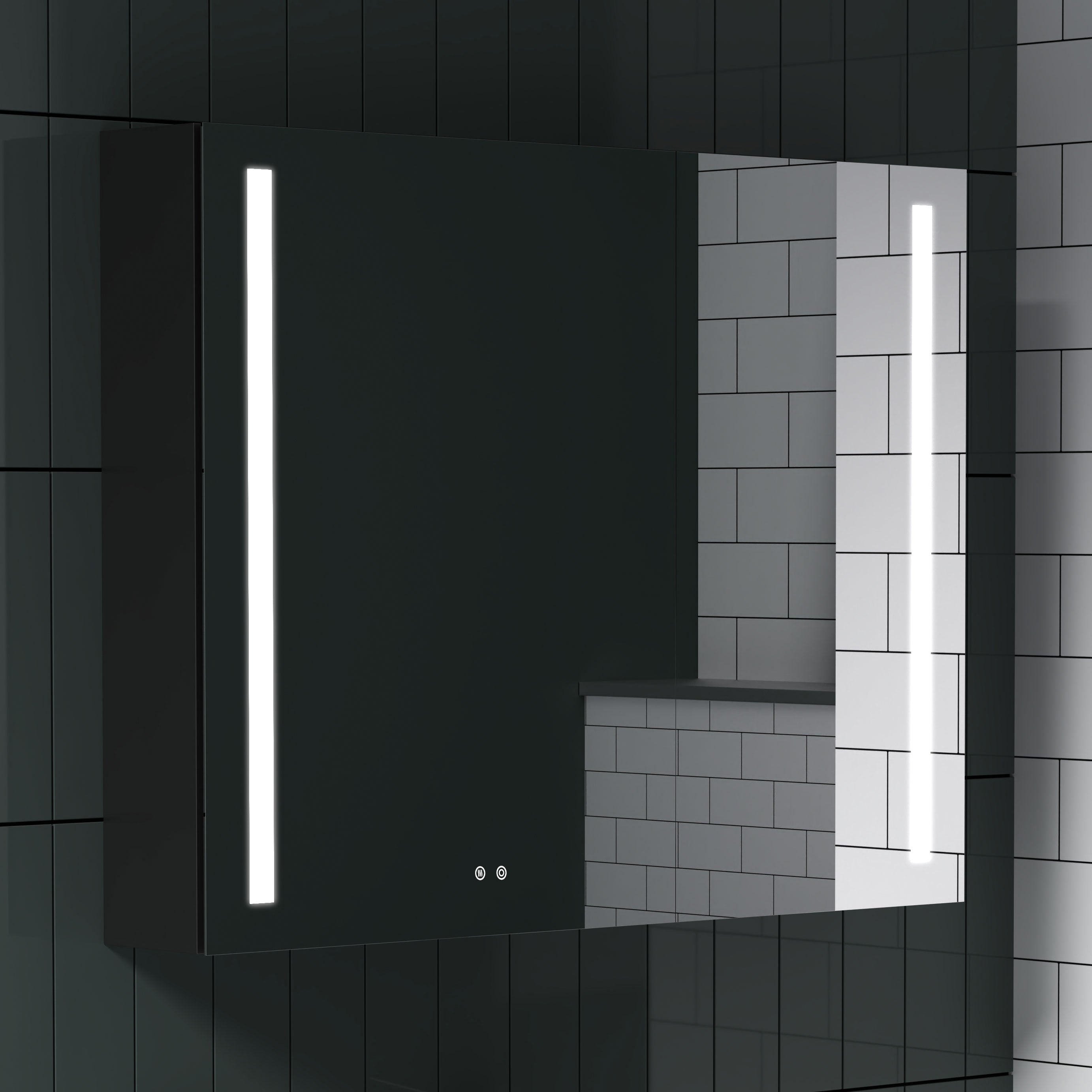 Surface Mount Bathroom Medicine Cabinet with Mirror and Shelves