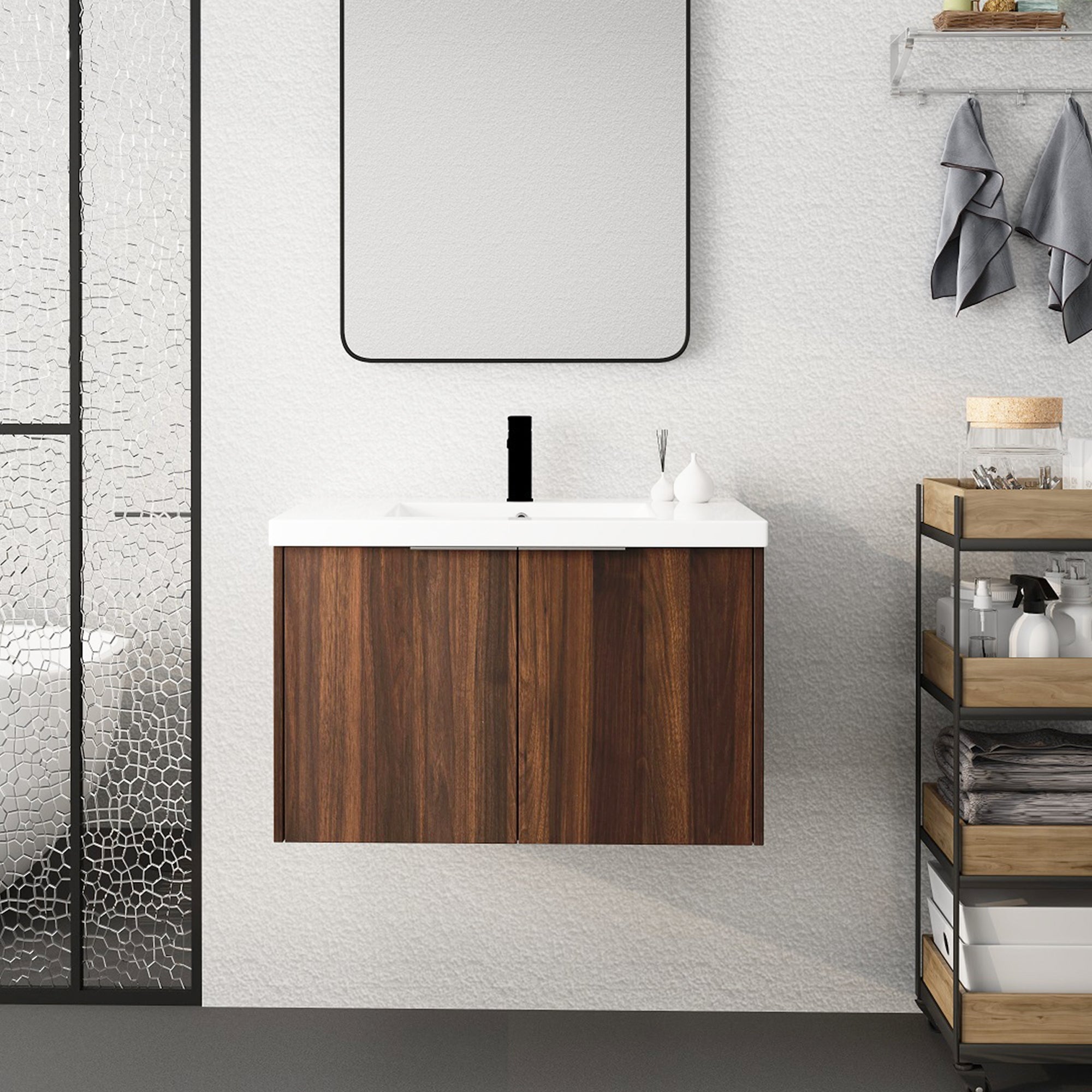 Soft Close Doors Bathroom Vanity With Sink,30 Inch For Small Bathroom,30x18-00630CAW(KD-Packing)
