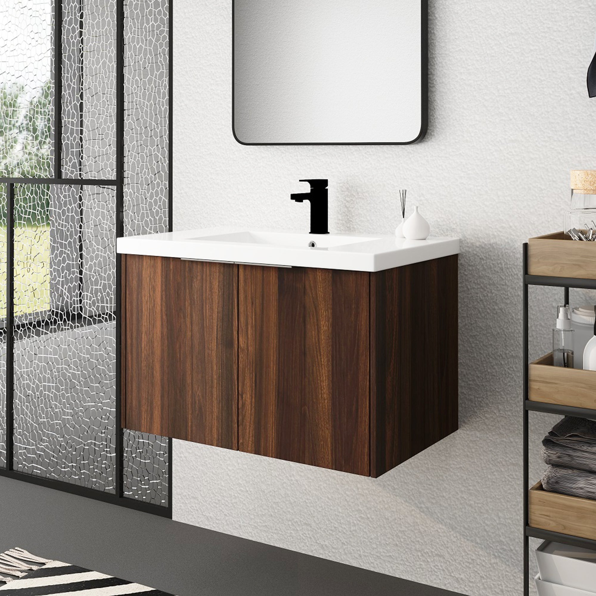 Soft Close Doors Bathroom Vanity With Sink,30 Inch For Small Bathroom,30x18-00630CAW(KD-Packing)