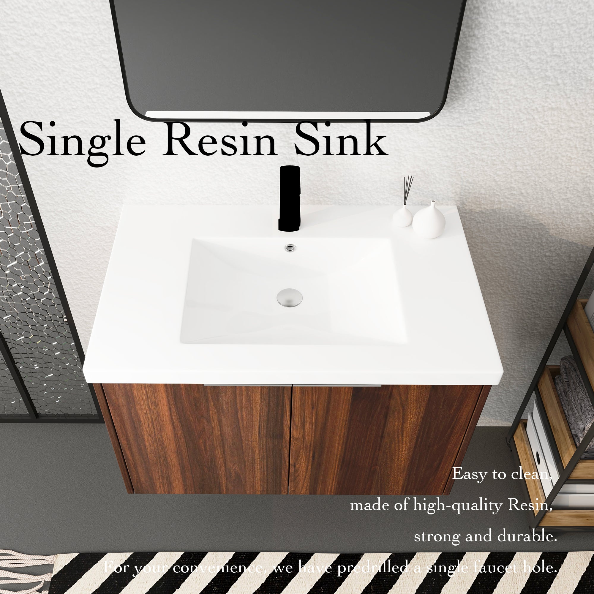 Soft Close Doors Bathroom Vanity With Sink,30 Inch For Small Bathroom,30x18-00630CAW(KD-Packing)
