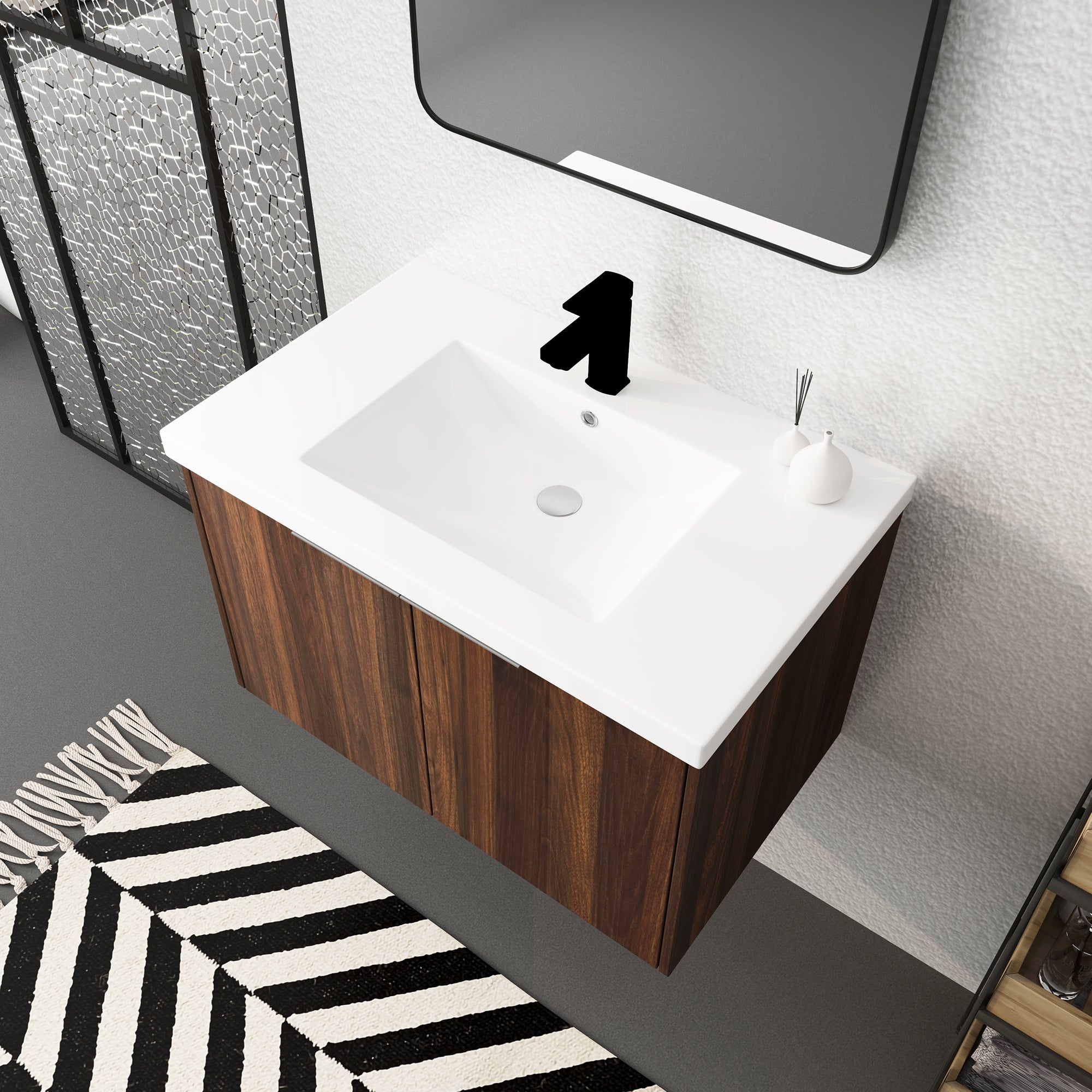 Soft Close Doors Bathroom Vanity With Sink,30 Inch For Small Bathroom,30x18-00630CAW(KD-Packing)