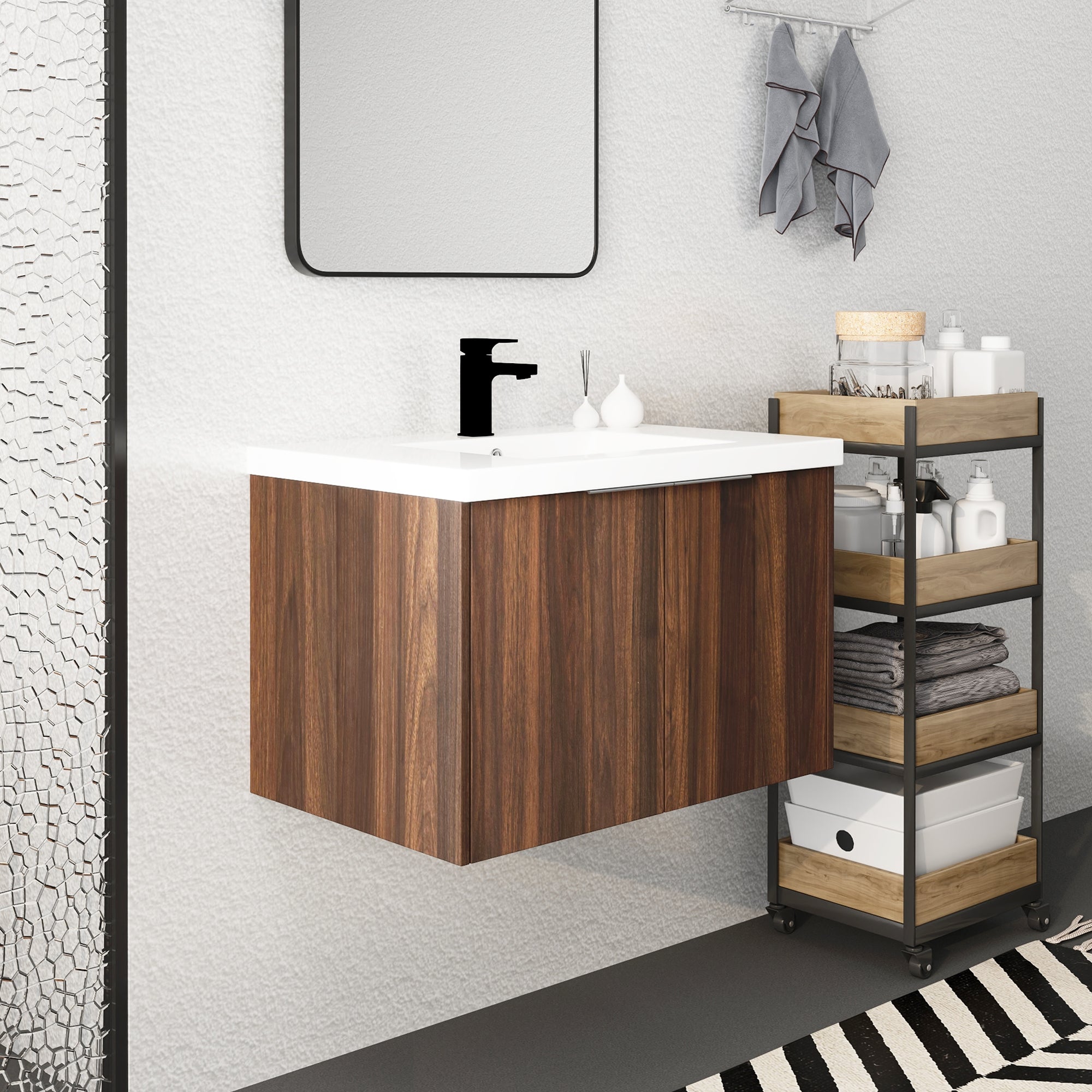 Soft Close Doors Bathroom Vanity With Sink,30 Inch For Small Bathroom,30x18-00630CAW(KD-Packing)