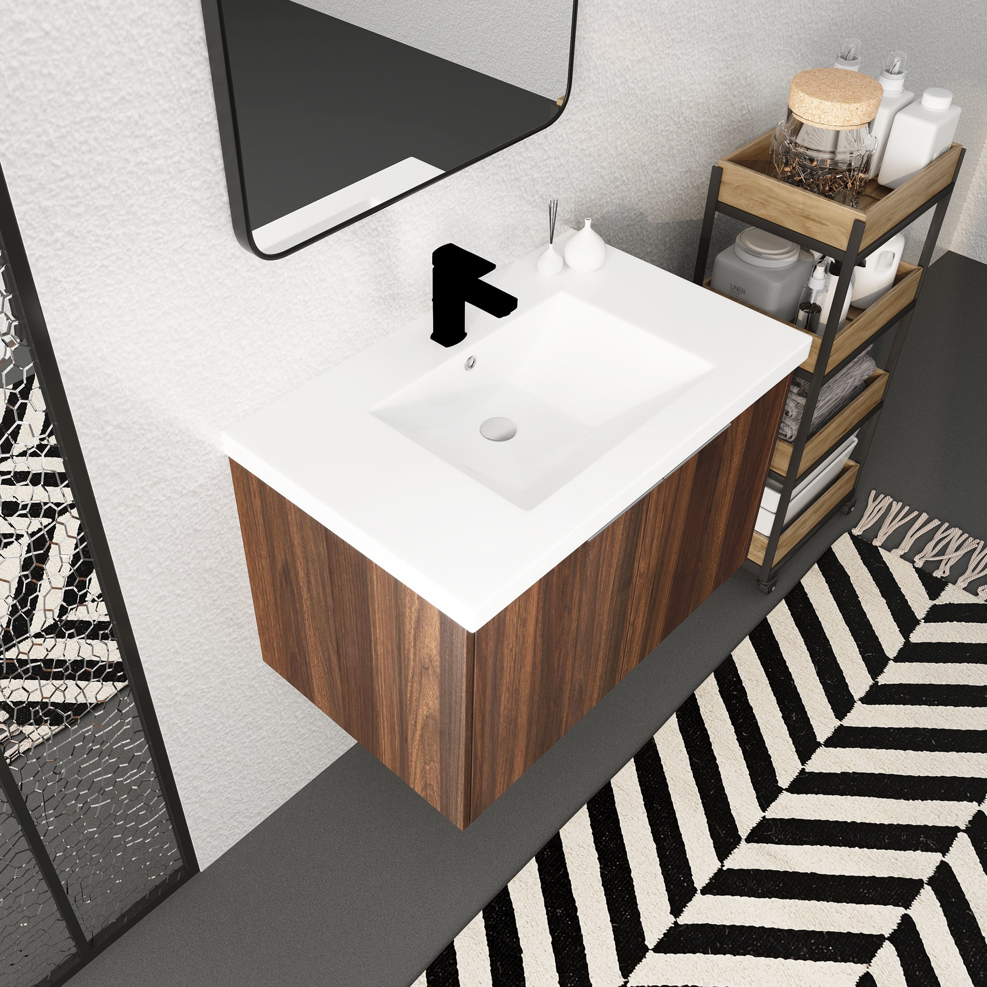 Soft Close Doors Bathroom Vanity With Sink,30 Inch For Small Bathroom,30x18-00630CAW(KD-Packing)