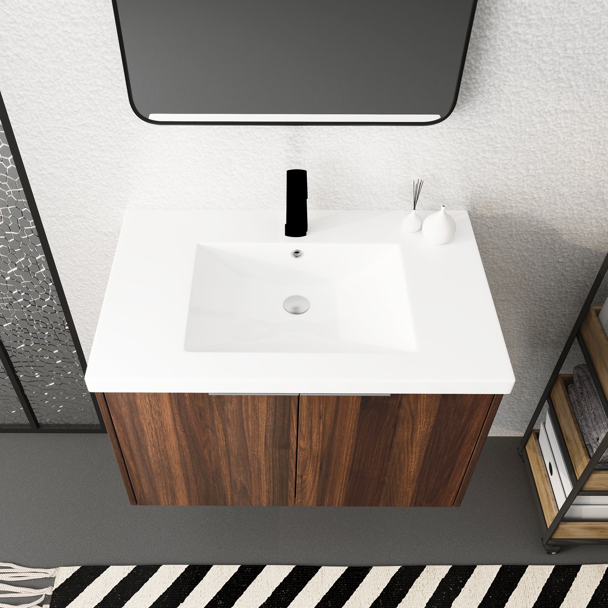 Soft Close Doors Bathroom Vanity With Sink,30 Inch For Small Bathroom,30x18-00630CAW(KD-Packing)