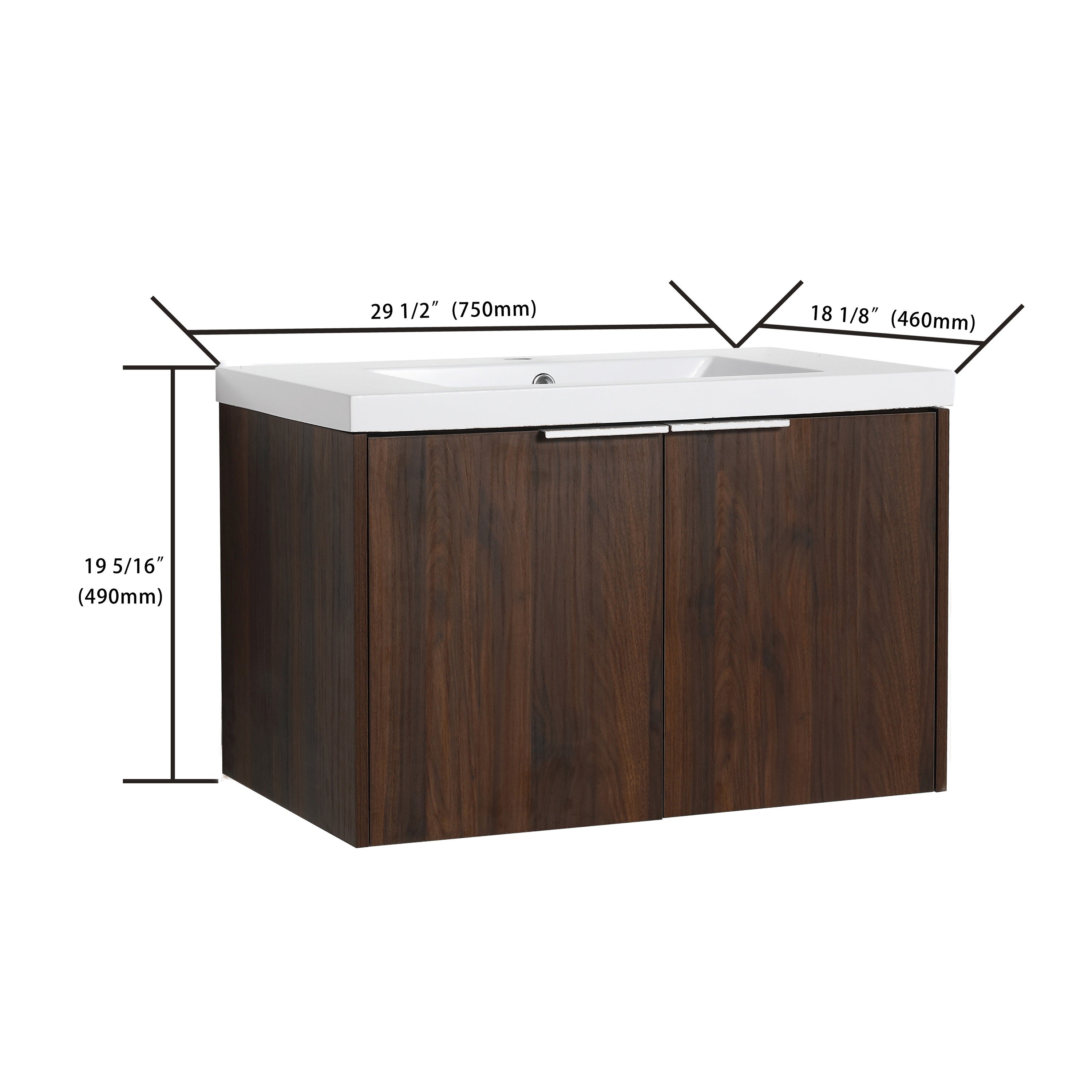 Soft Close Doors Bathroom Vanity With Sink,30 Inch For Small Bathroom,30x18-00630CAW(KD-Packing)