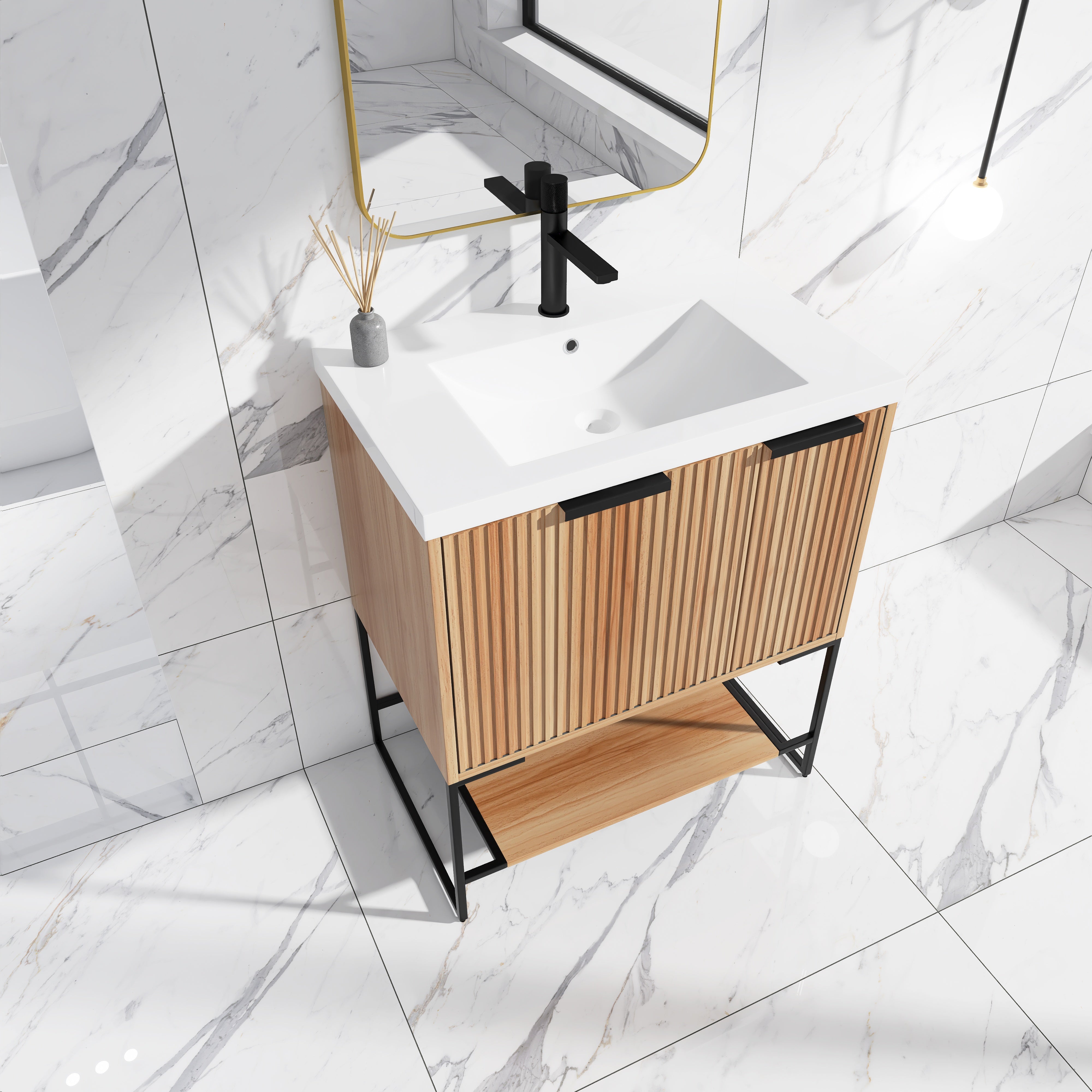30 Inch Freestanding Bathroom Vanity With Resin Basin