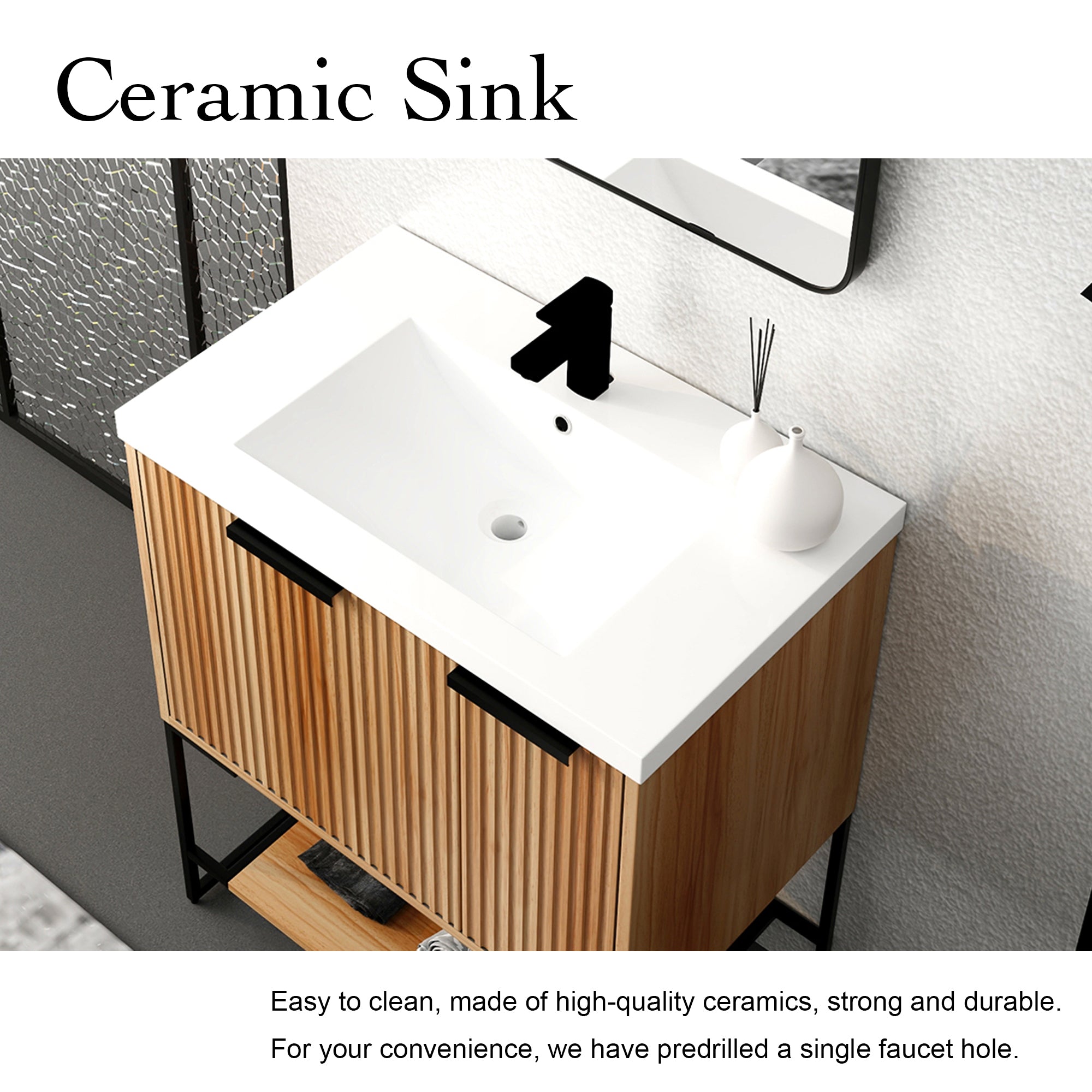 30 Inch Freestanding Bathroom Vanity With Resin Basin