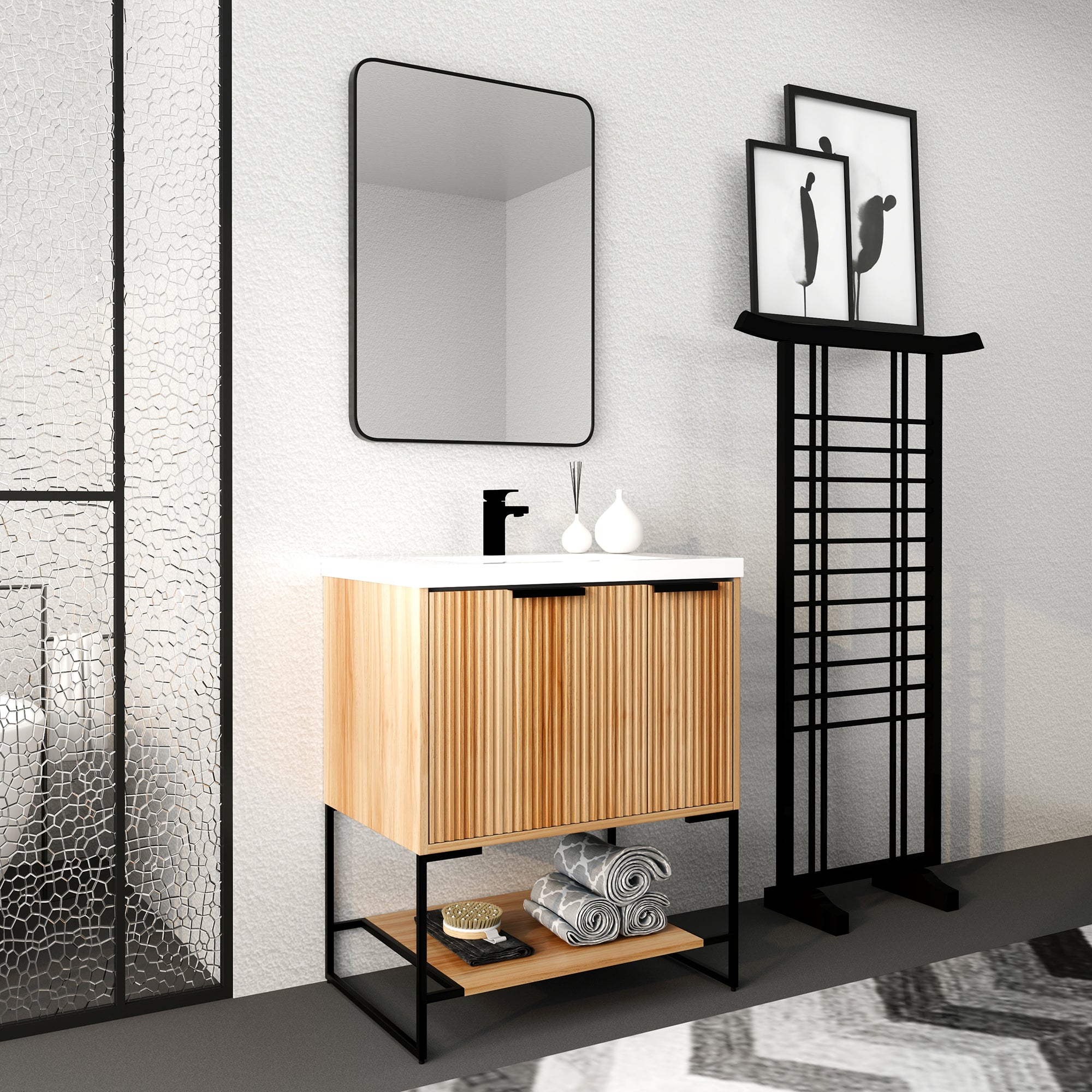 30 Inch Freestanding Bathroom Vanity With Resin Basin