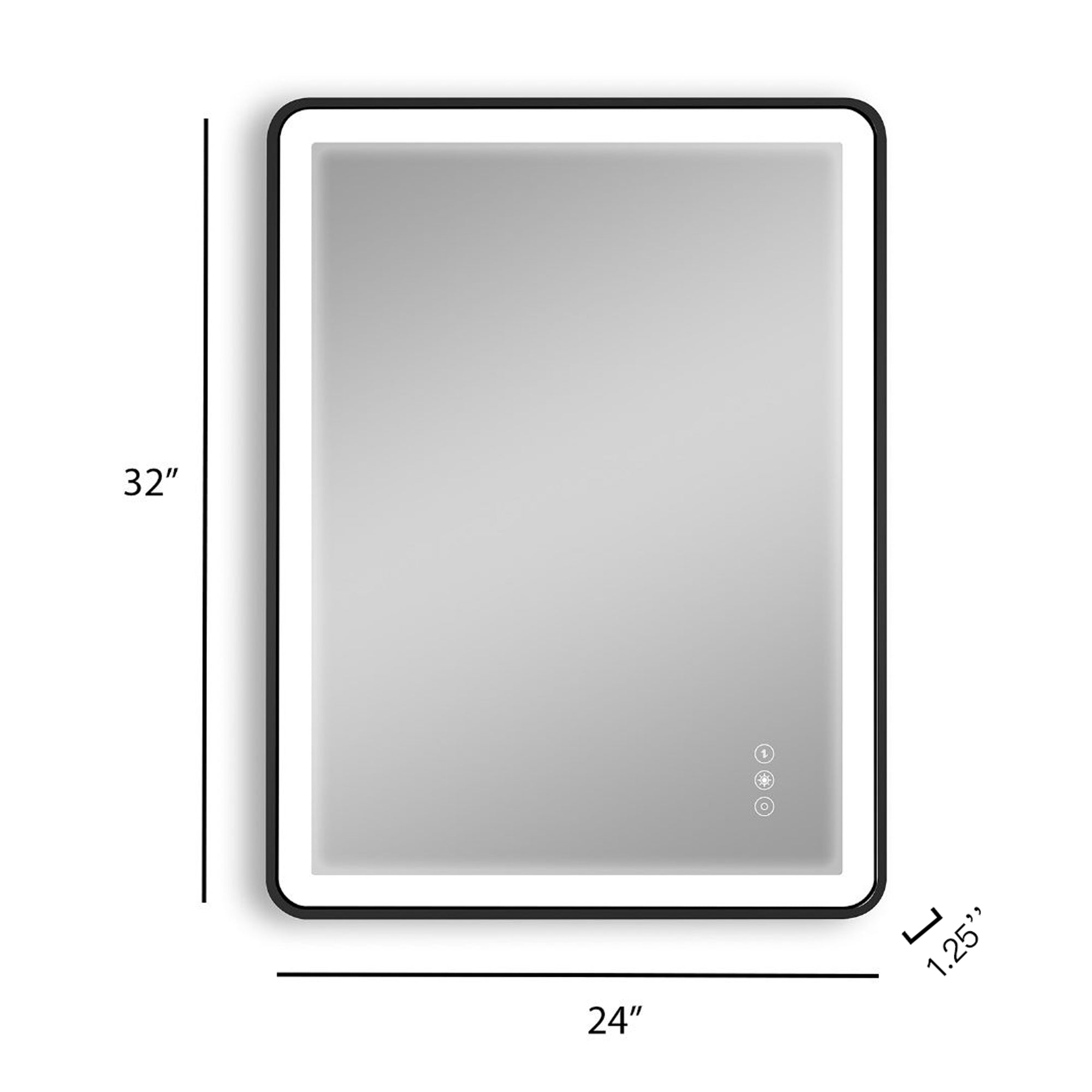 24 in.  x 32 in.  Black Framed Copper-free 3-Touch Switch Anti-Fog Dimmable LED Bathroom Vanity Mirror