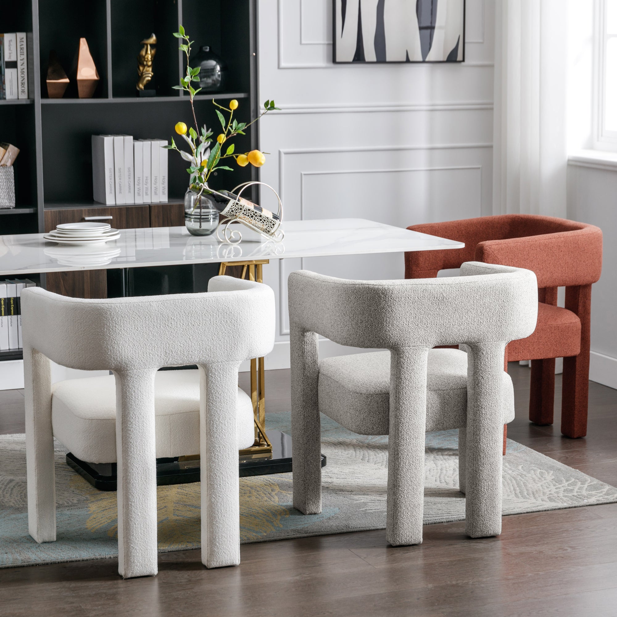25" W Contemporary Designed Fabric Upholstered Accent Chair Dining Chair