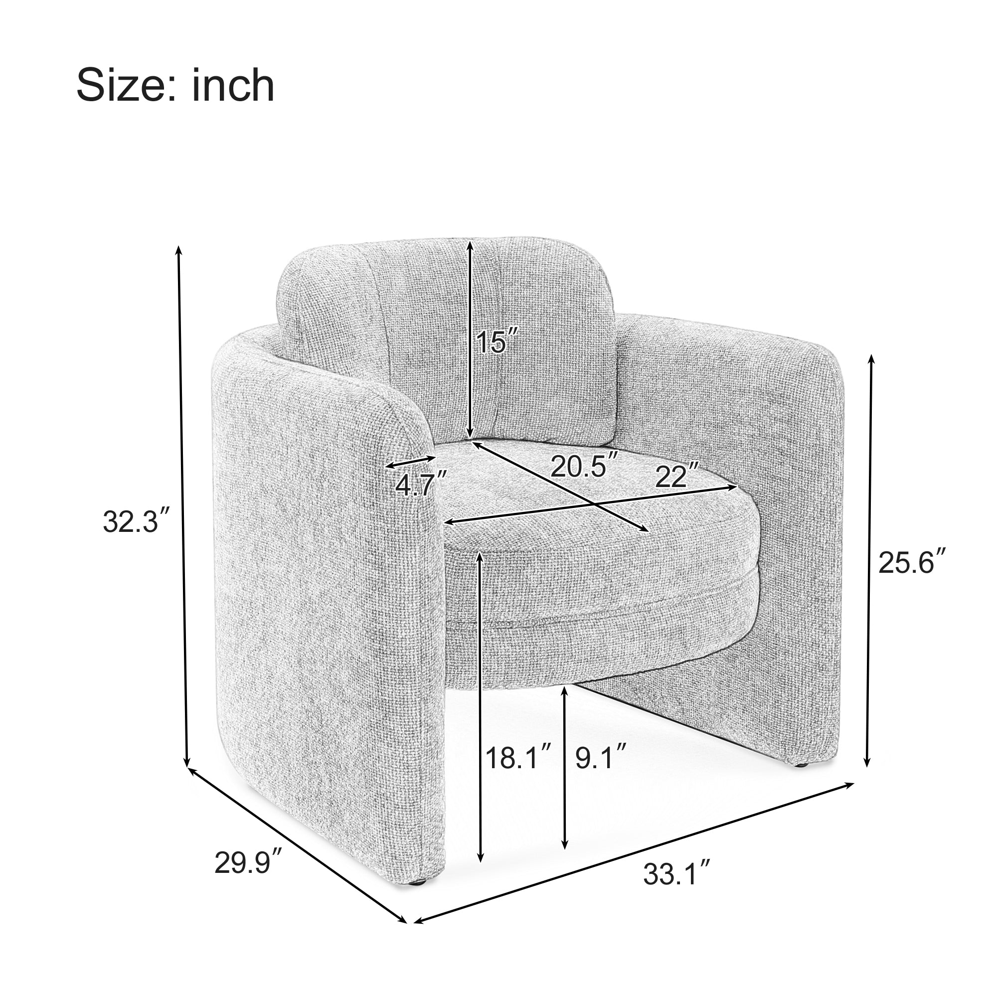 33" W Barrel Accent Chair Armchair