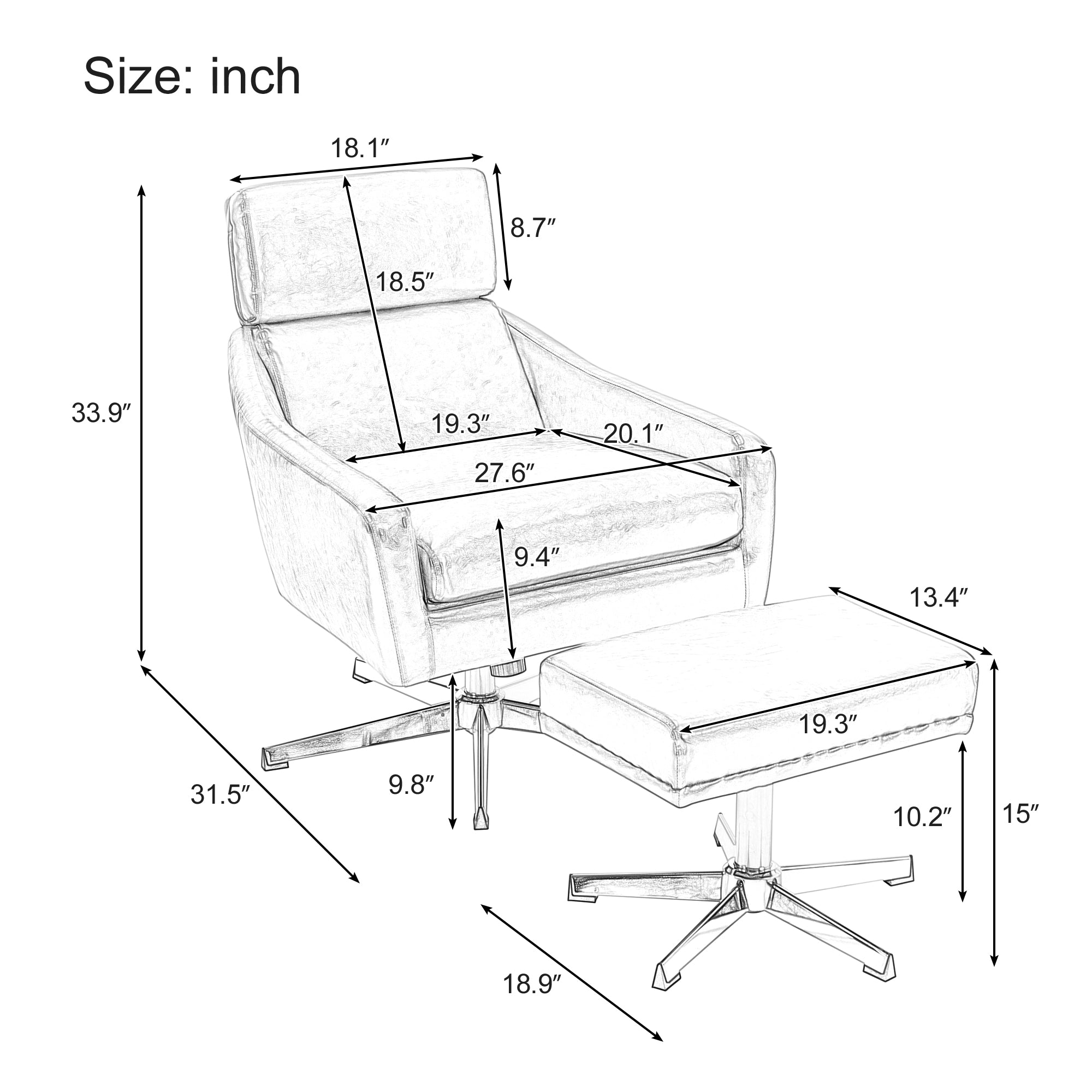 Swivel Armchair with Ottoman
