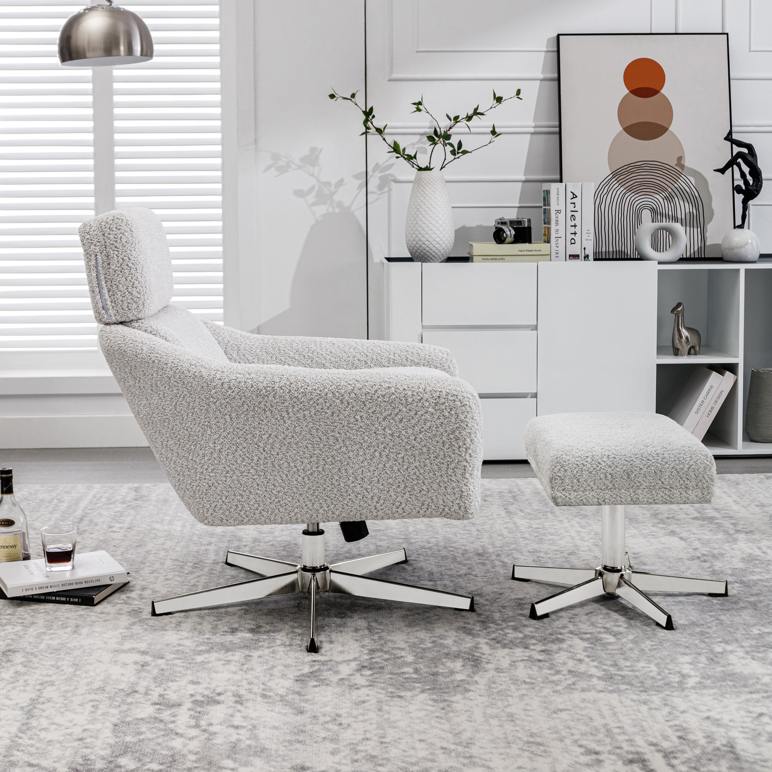 Swivel Armchair with Ottoman