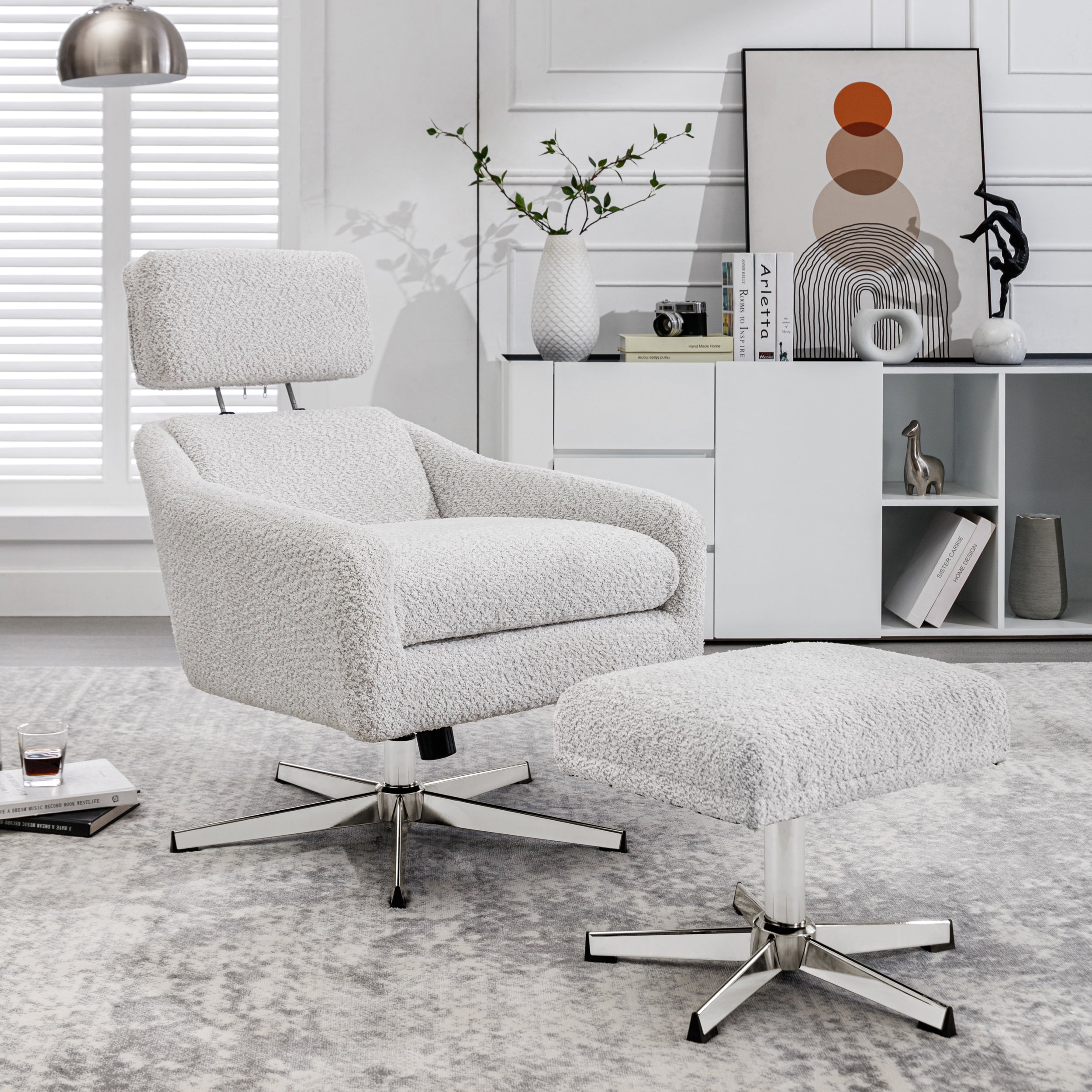 Swivel Armchair with Ottoman