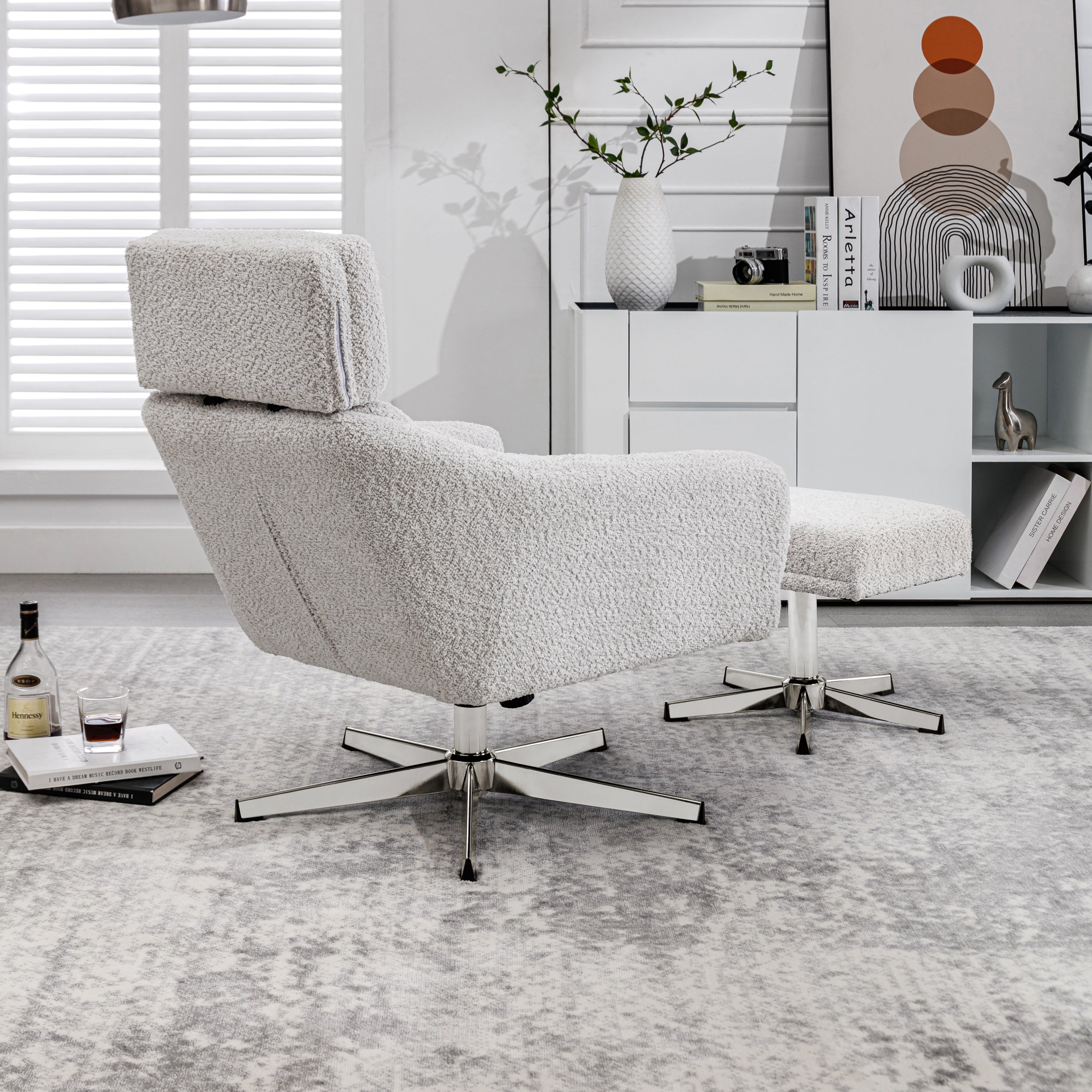 Swivel Armchair with Ottoman