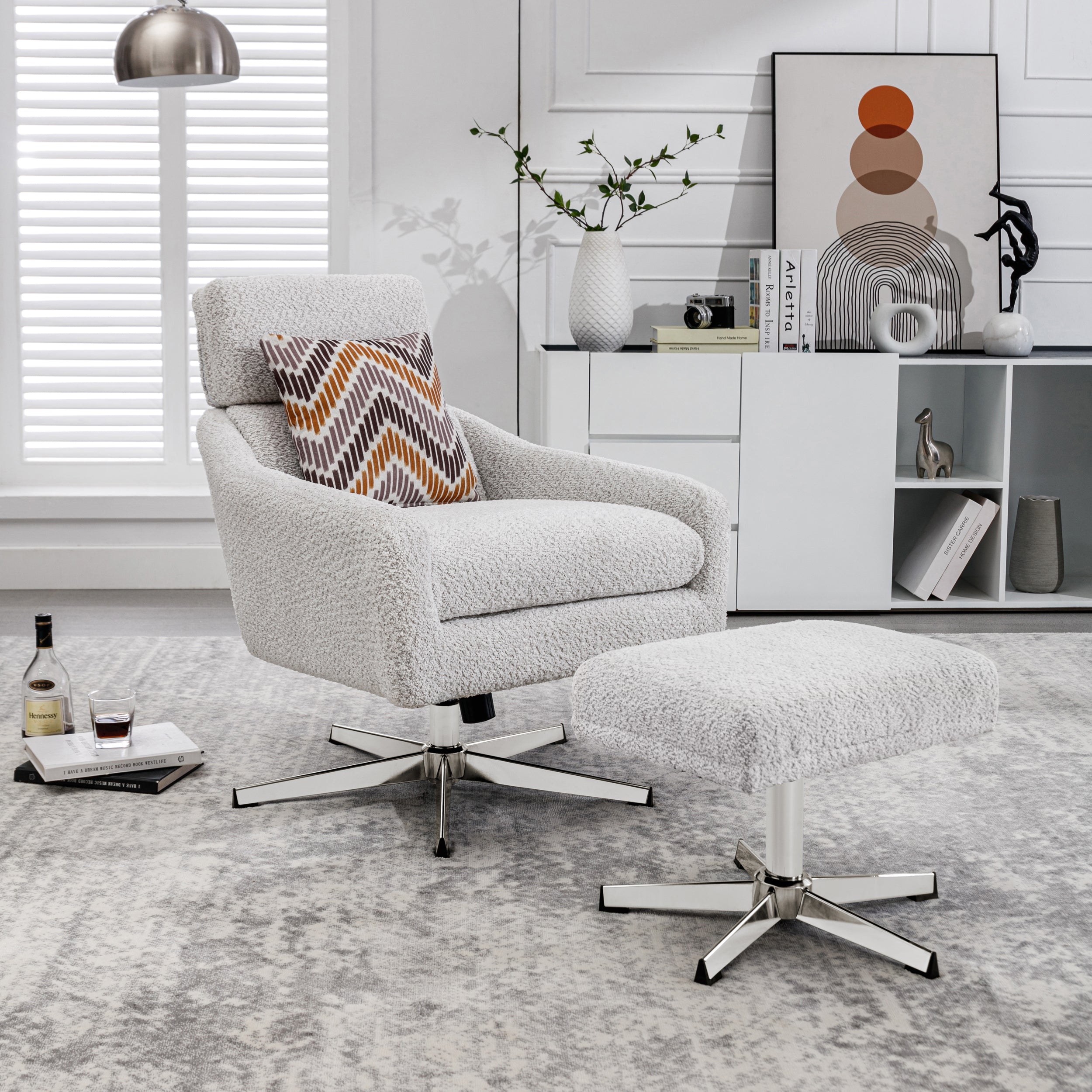 Swivel Armchair with Ottoman