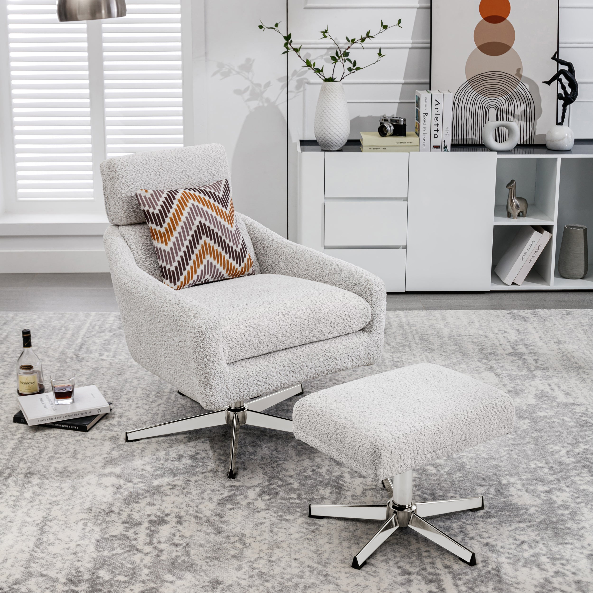 Swivel Armchair with Ottoman