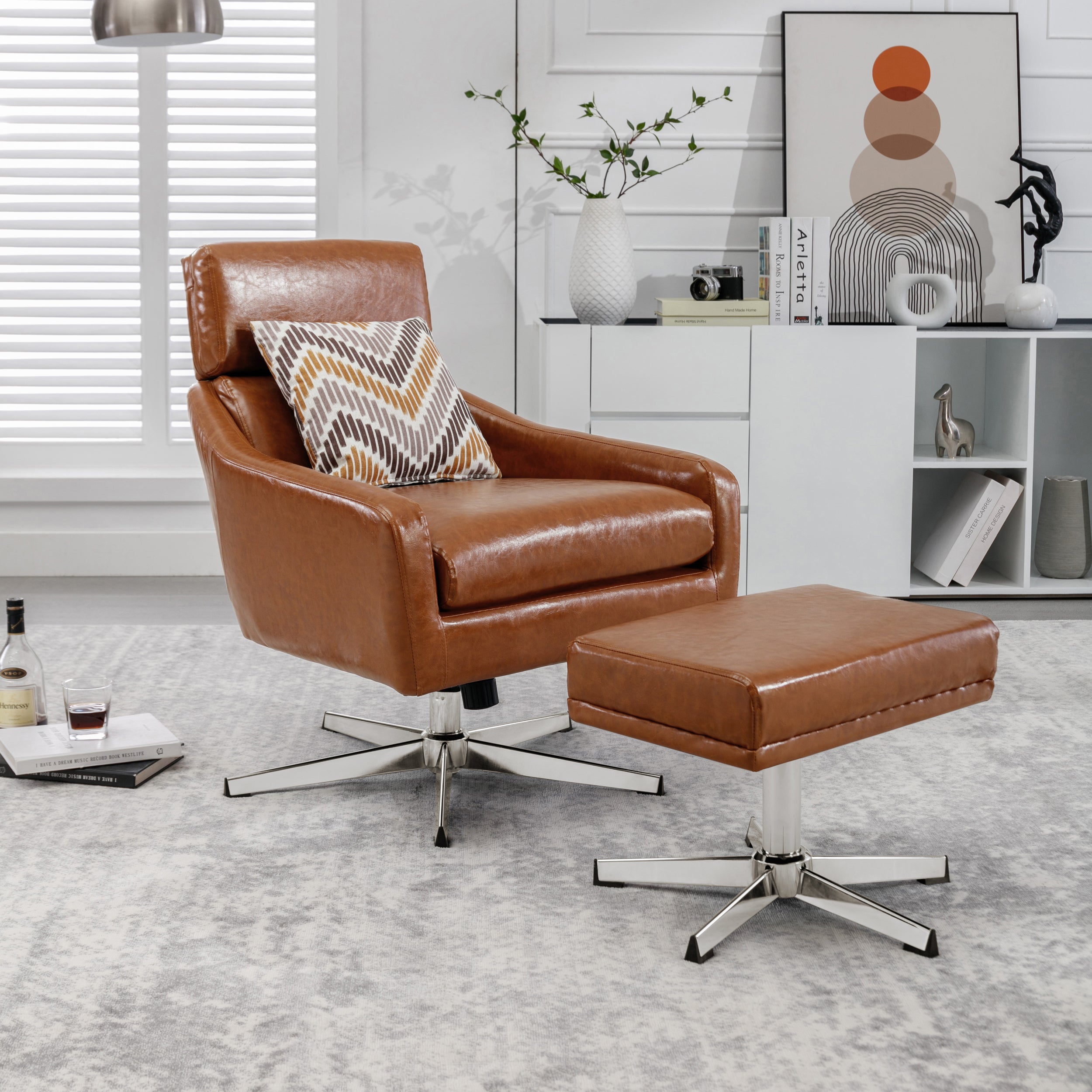 Swivel Armchair with Ottoman