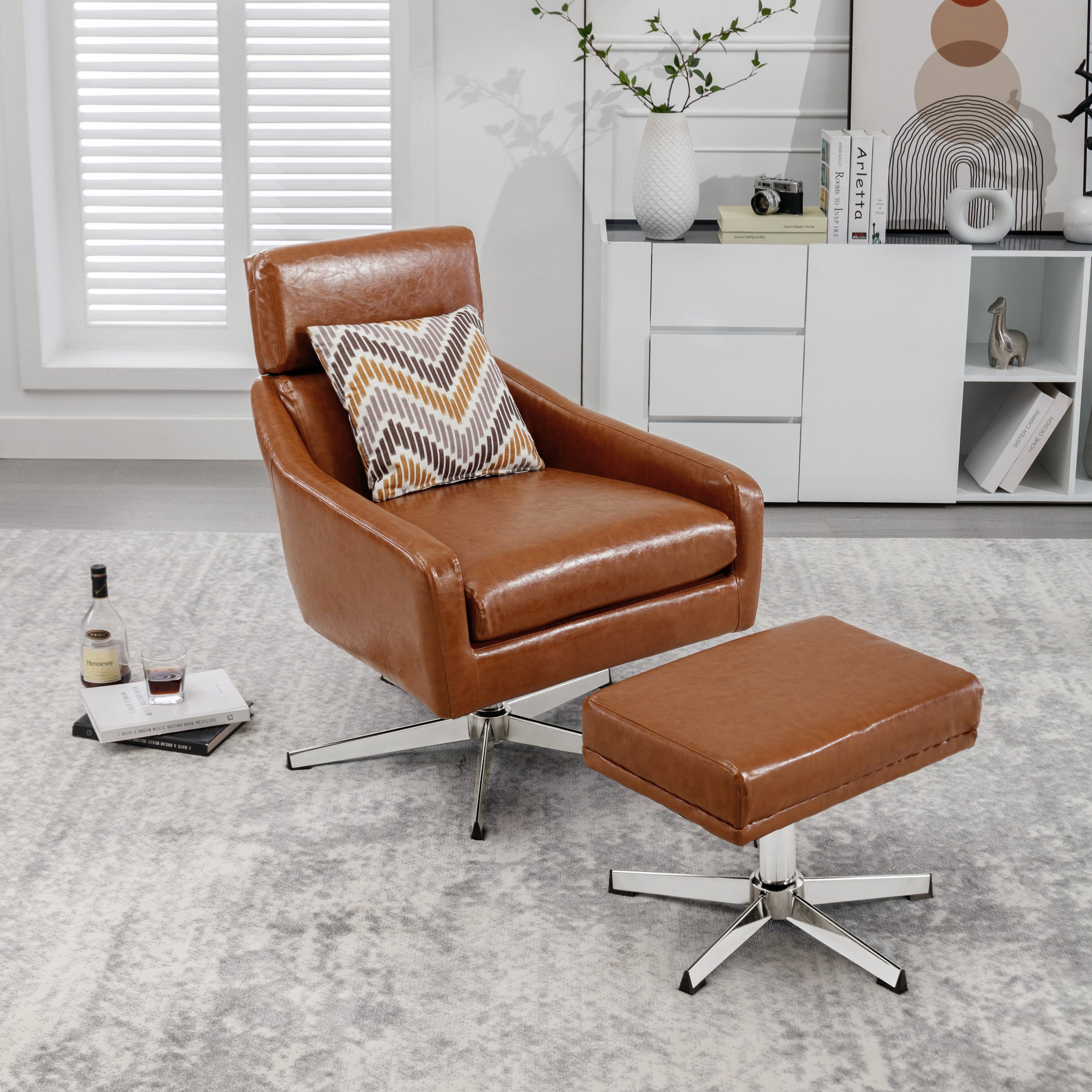 Swivel Armchair with Ottoman