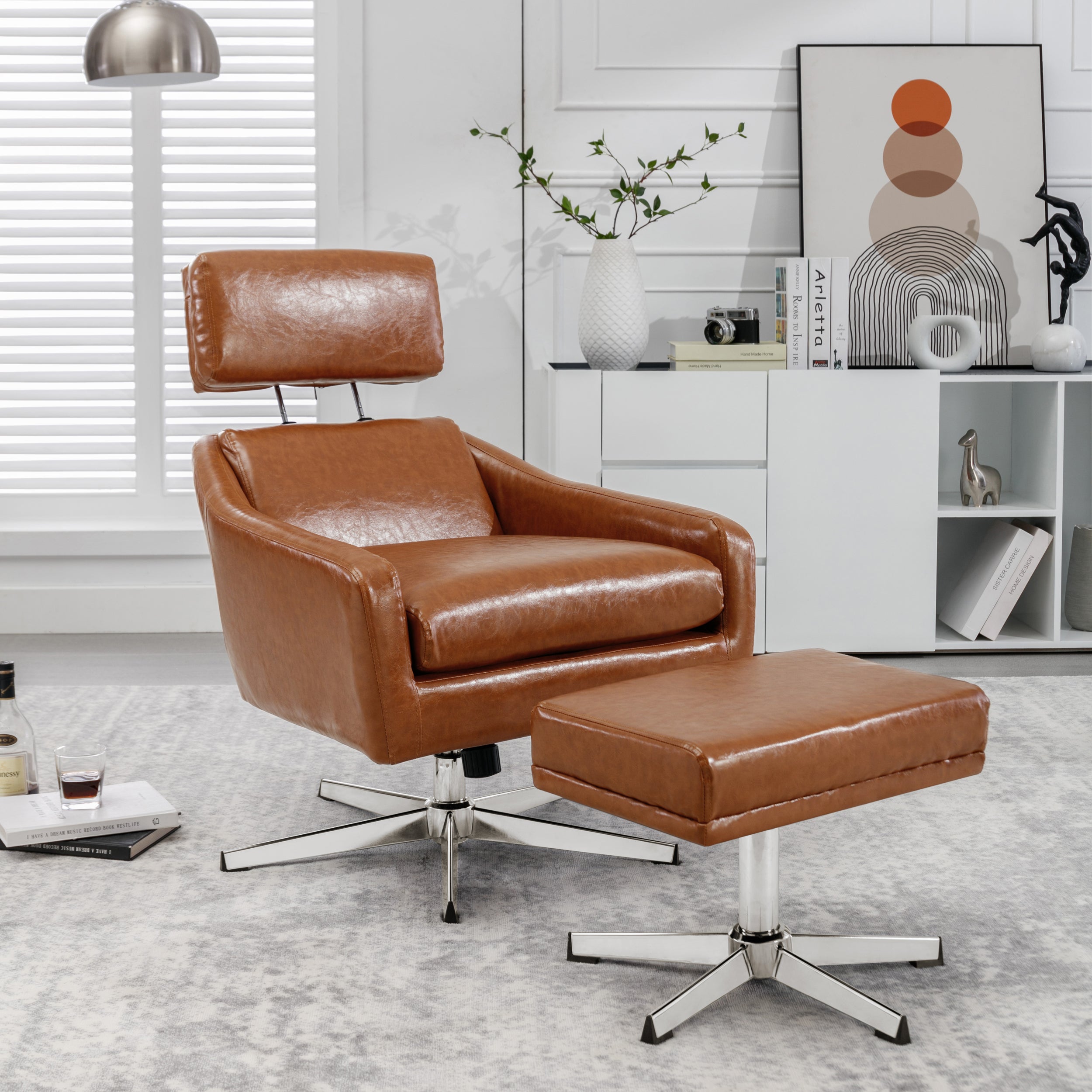 Swivel Armchair with Ottoman