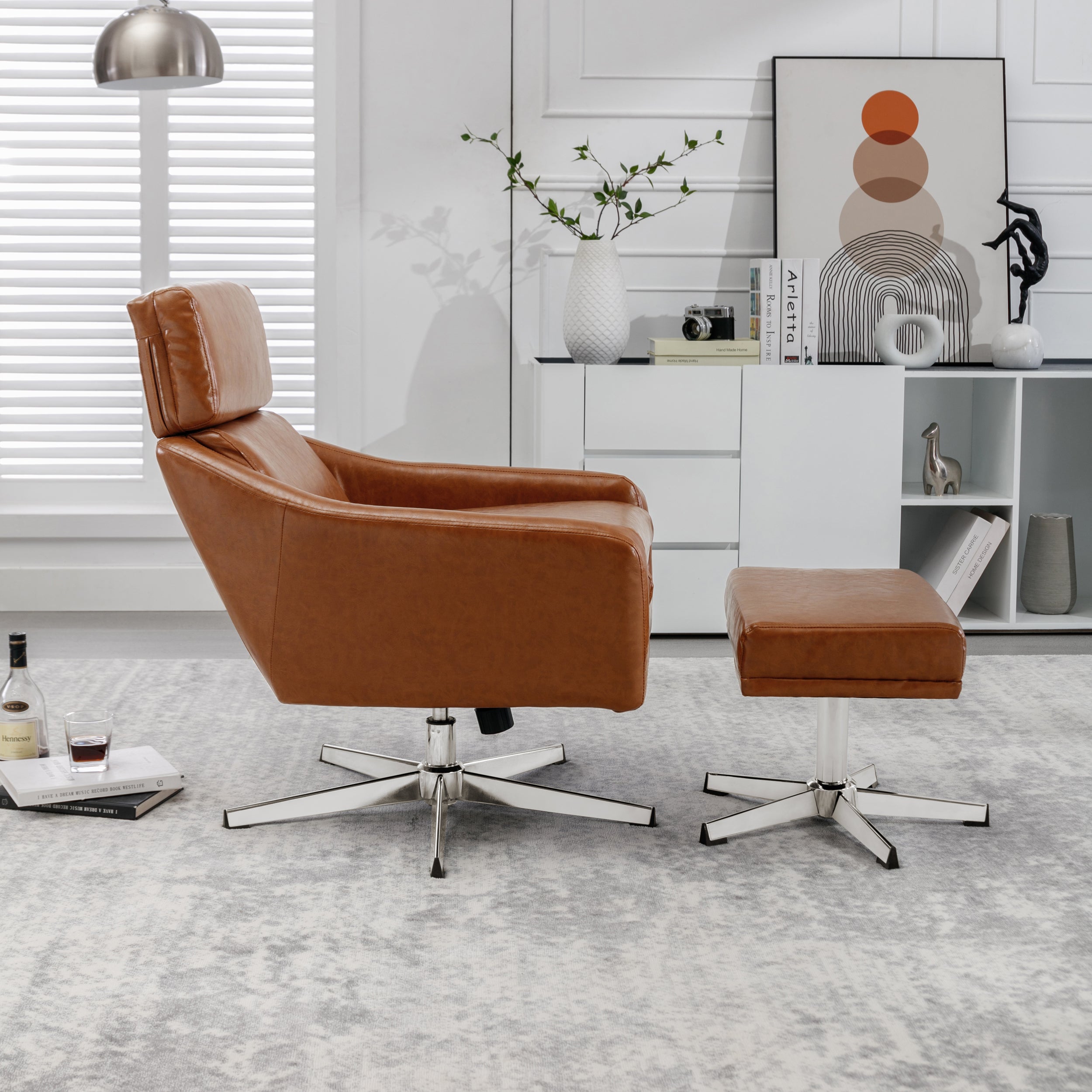 Swivel Armchair with Ottoman