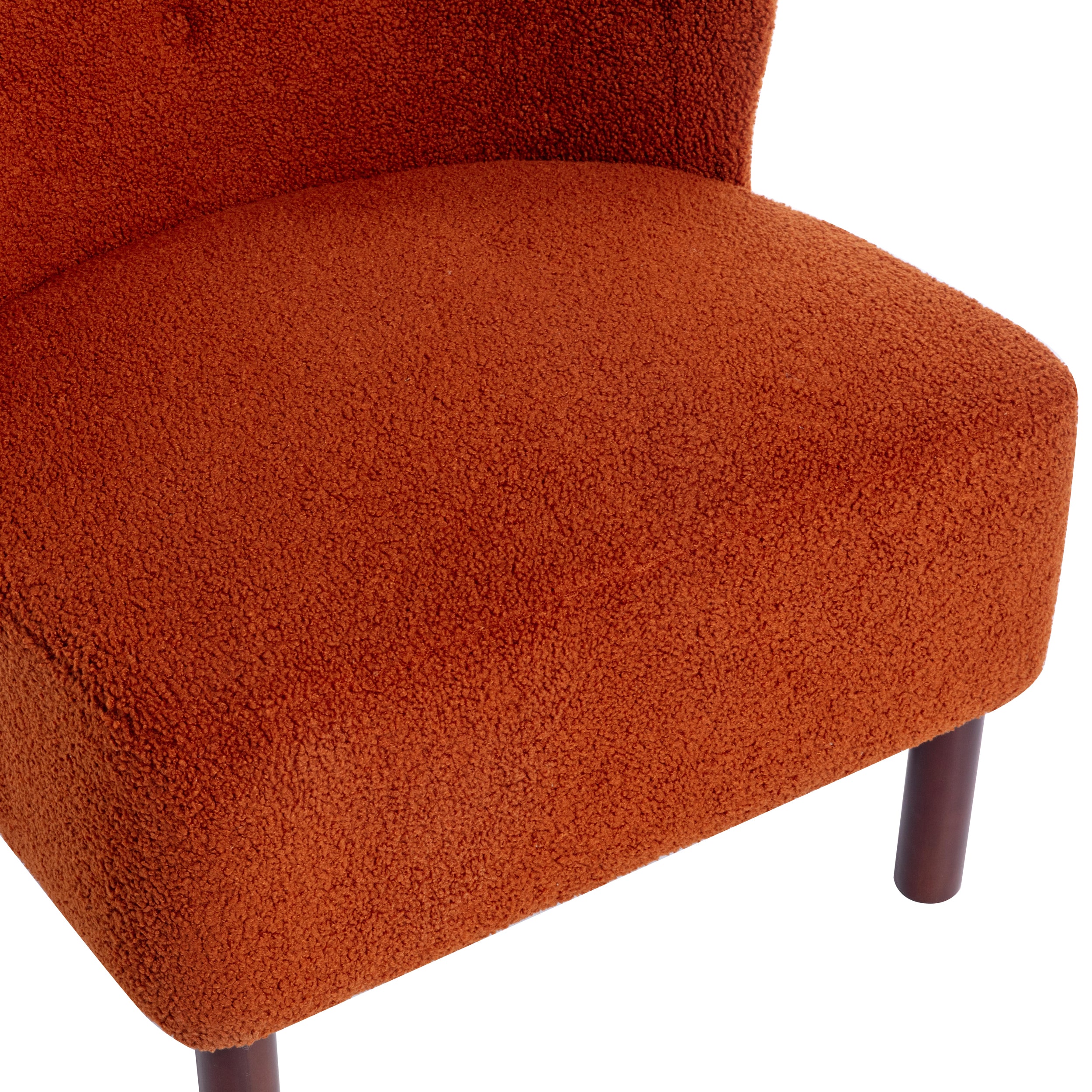 Upholstered Armless Chair Lambskin Sherpa Single Sofa Accent Chair with Wooden Legs