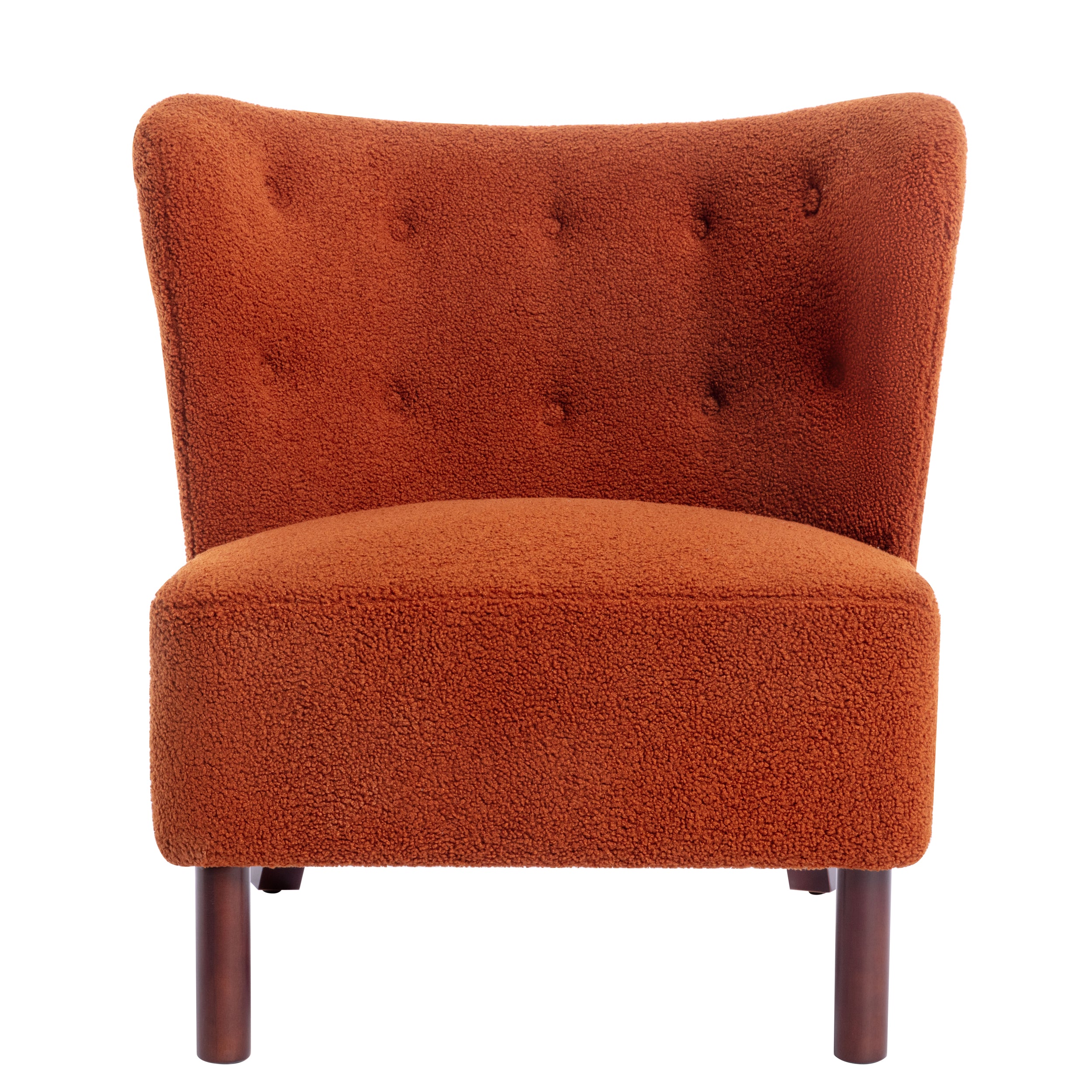 Upholstered Armless Chair Lambskin Sherpa Single Sofa Accent Chair with Wooden Legs