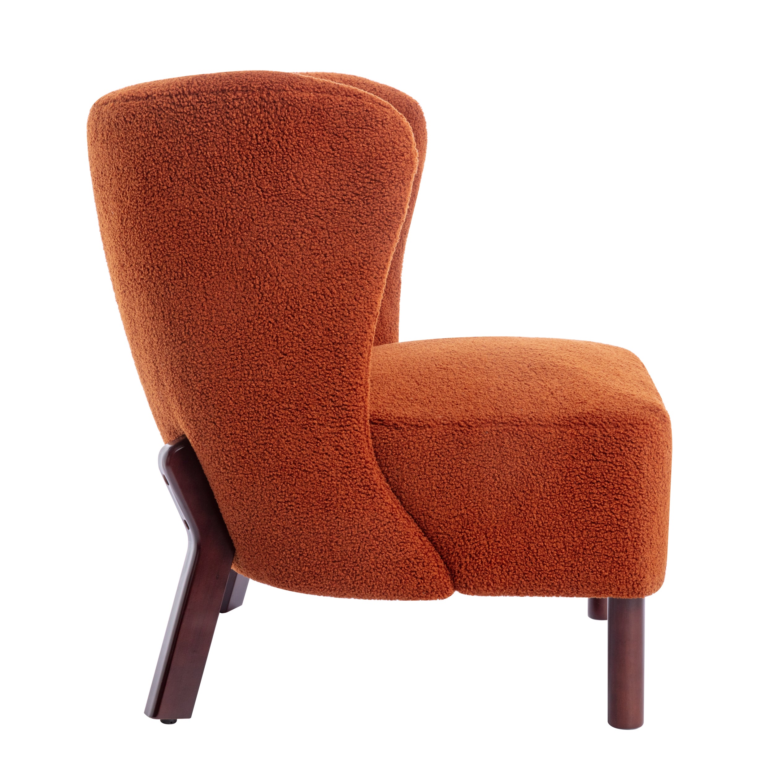 Upholstered Armless Chair Lambskin Sherpa Single Sofa Accent Chair with Wooden Legs