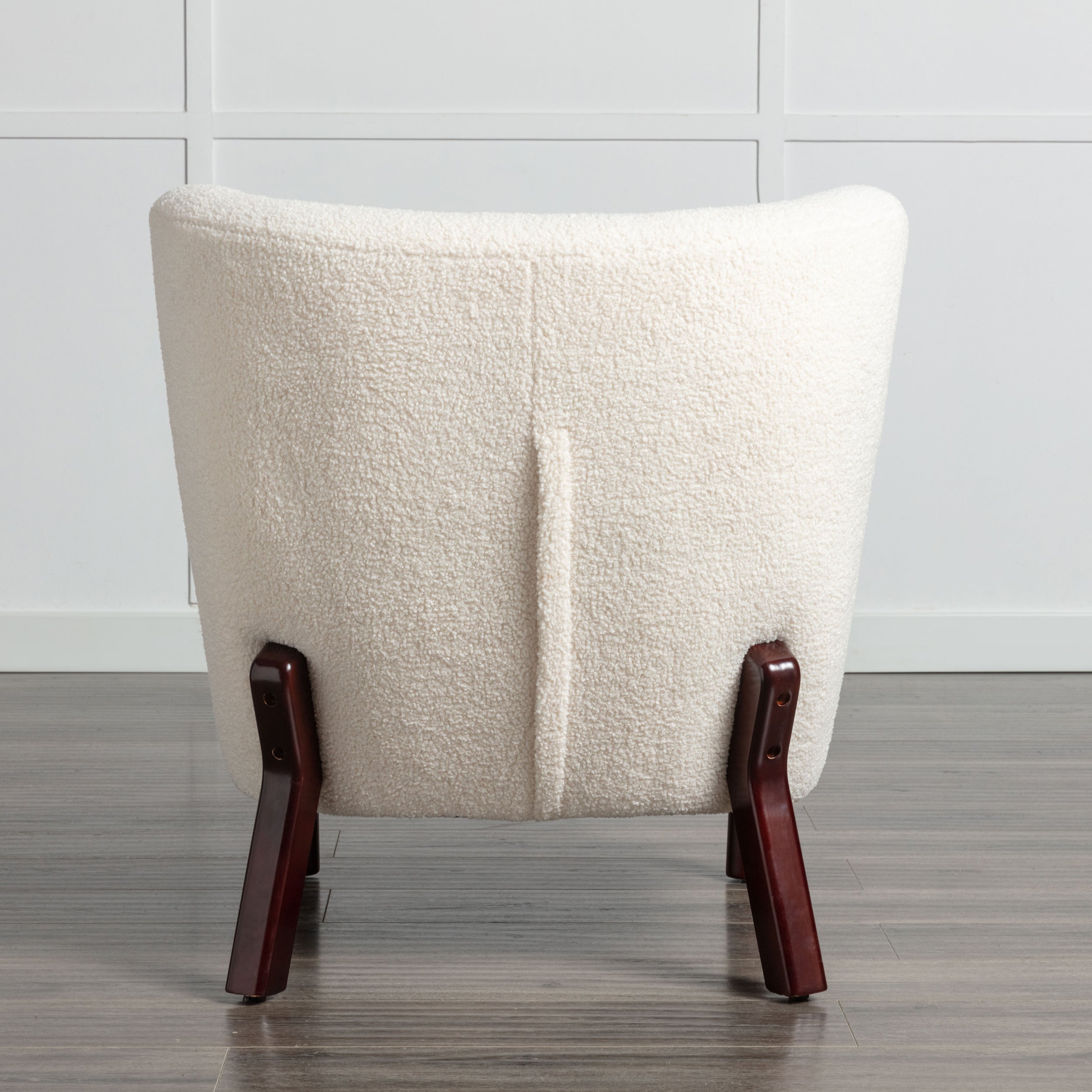 Upholstered Armless Chair Lambskin Sherpa Single Sofa Accent Chair with Wooden Legs