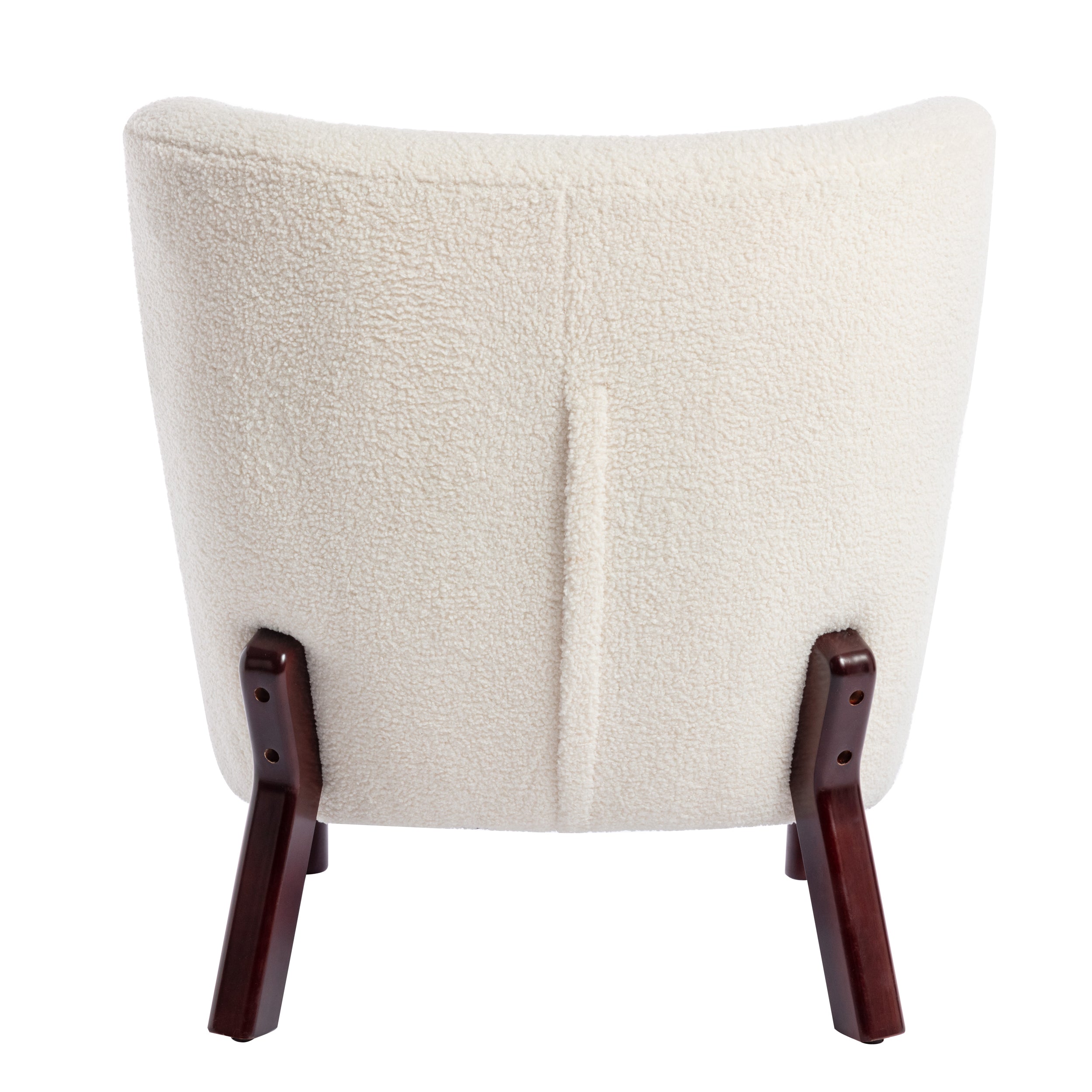 Upholstered Armless Chair Lambskin Sherpa Single Sofa Accent Chair with Wooden Legs