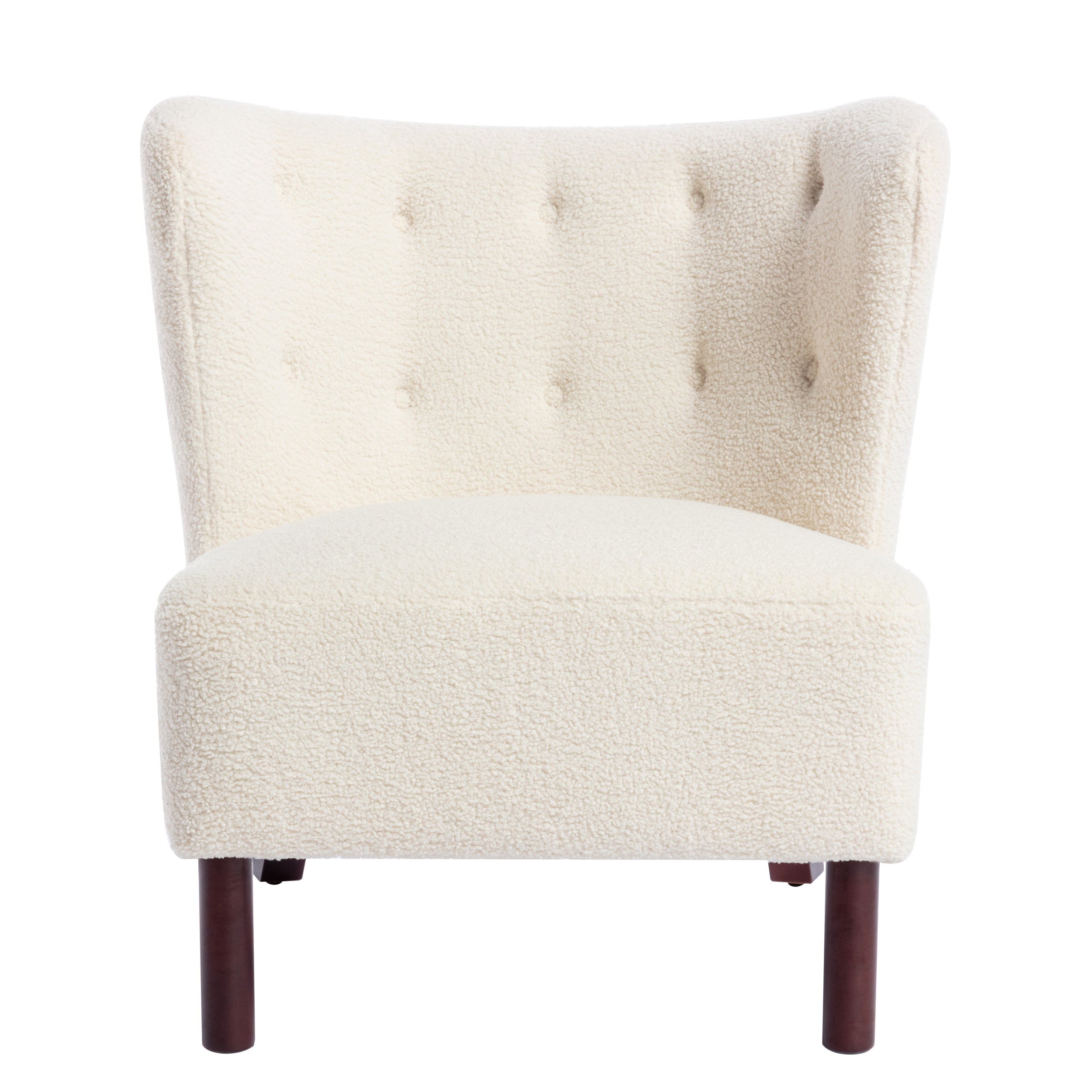 Upholstered Armless Chair Lambskin Sherpa Single Sofa Accent Chair with Wooden Legs