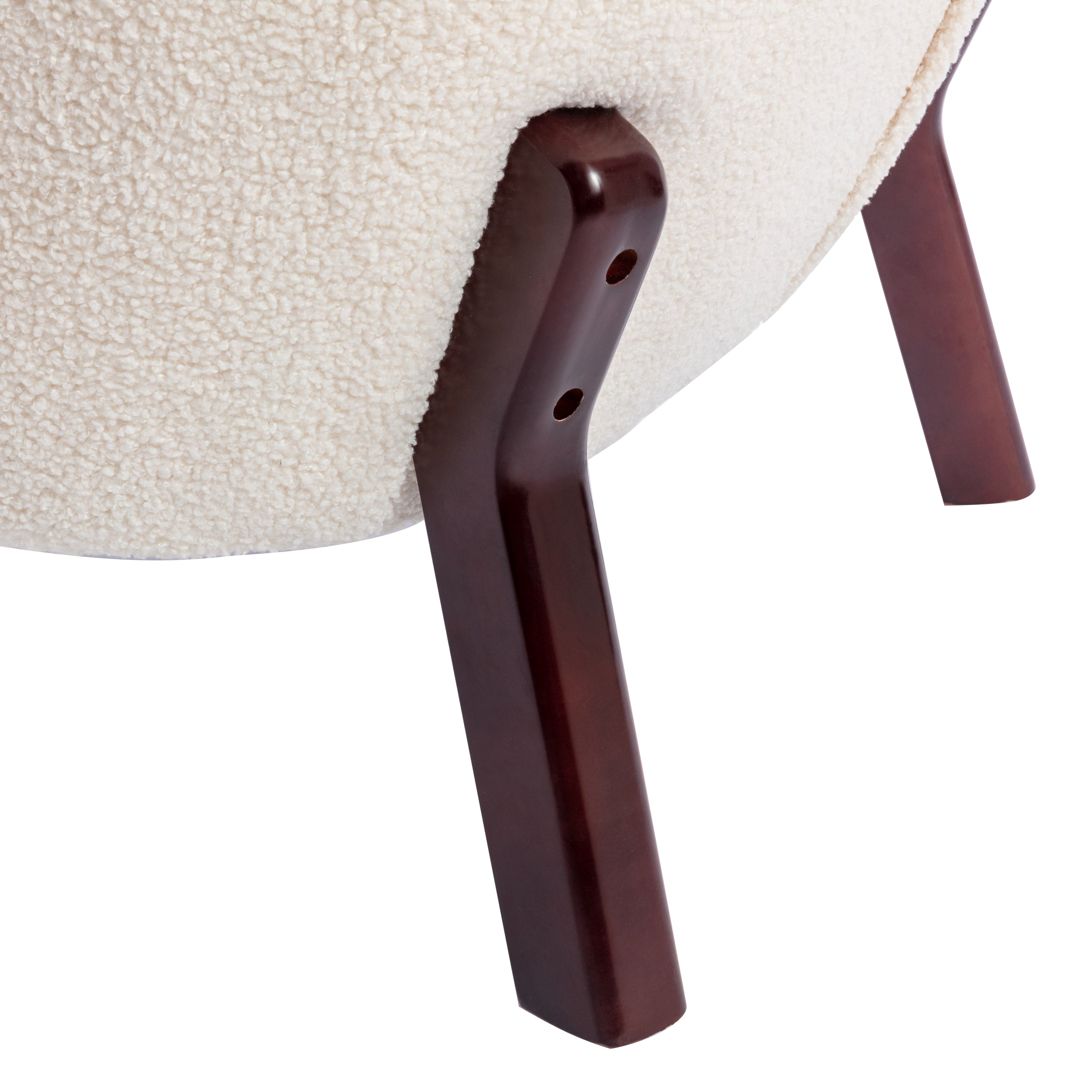 Upholstered Armless Chair Lambskin Sherpa Single Sofa Accent Chair with Wooden Legs