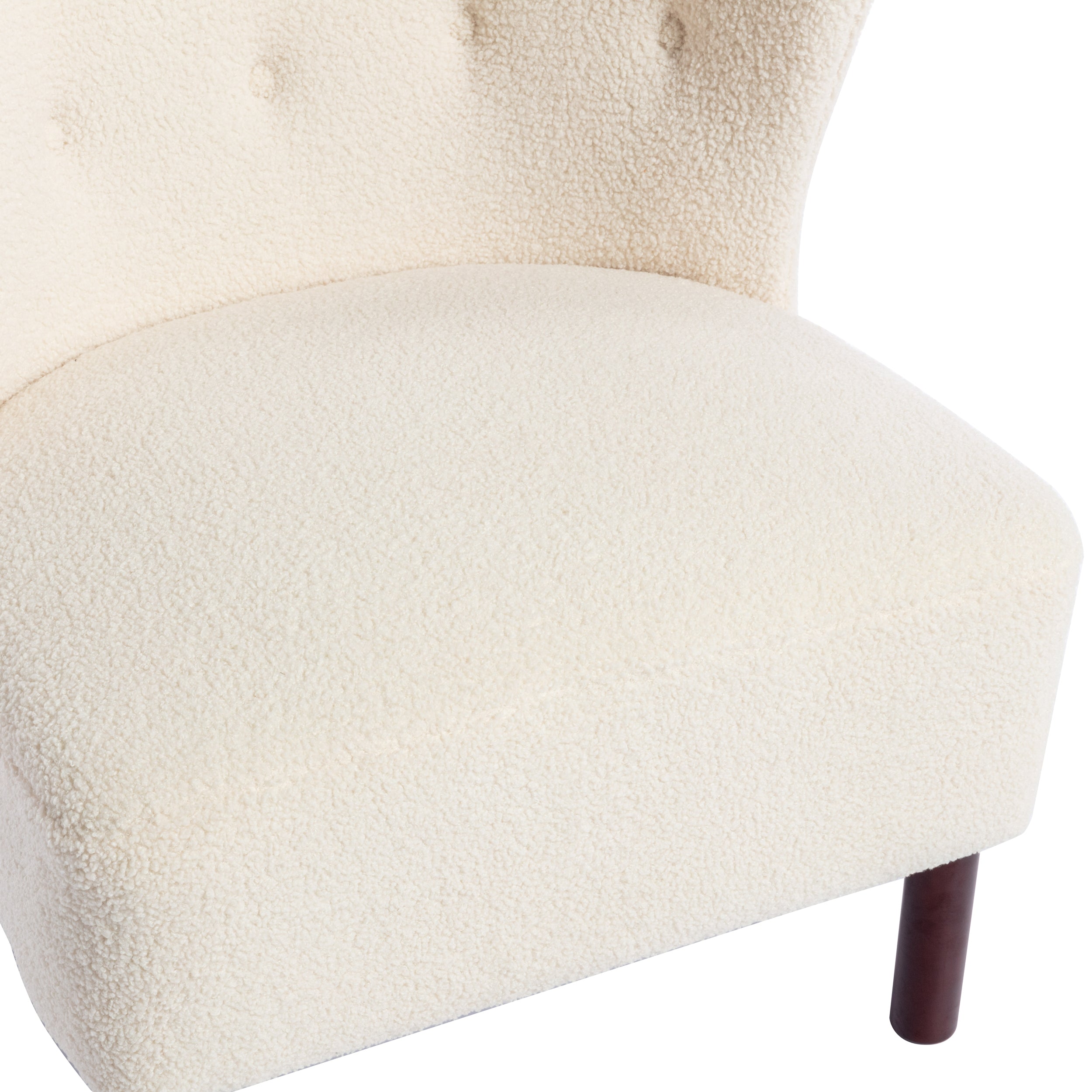 Upholstered Armless Chair Lambskin Sherpa Single Sofa Accent Chair with Wooden Legs