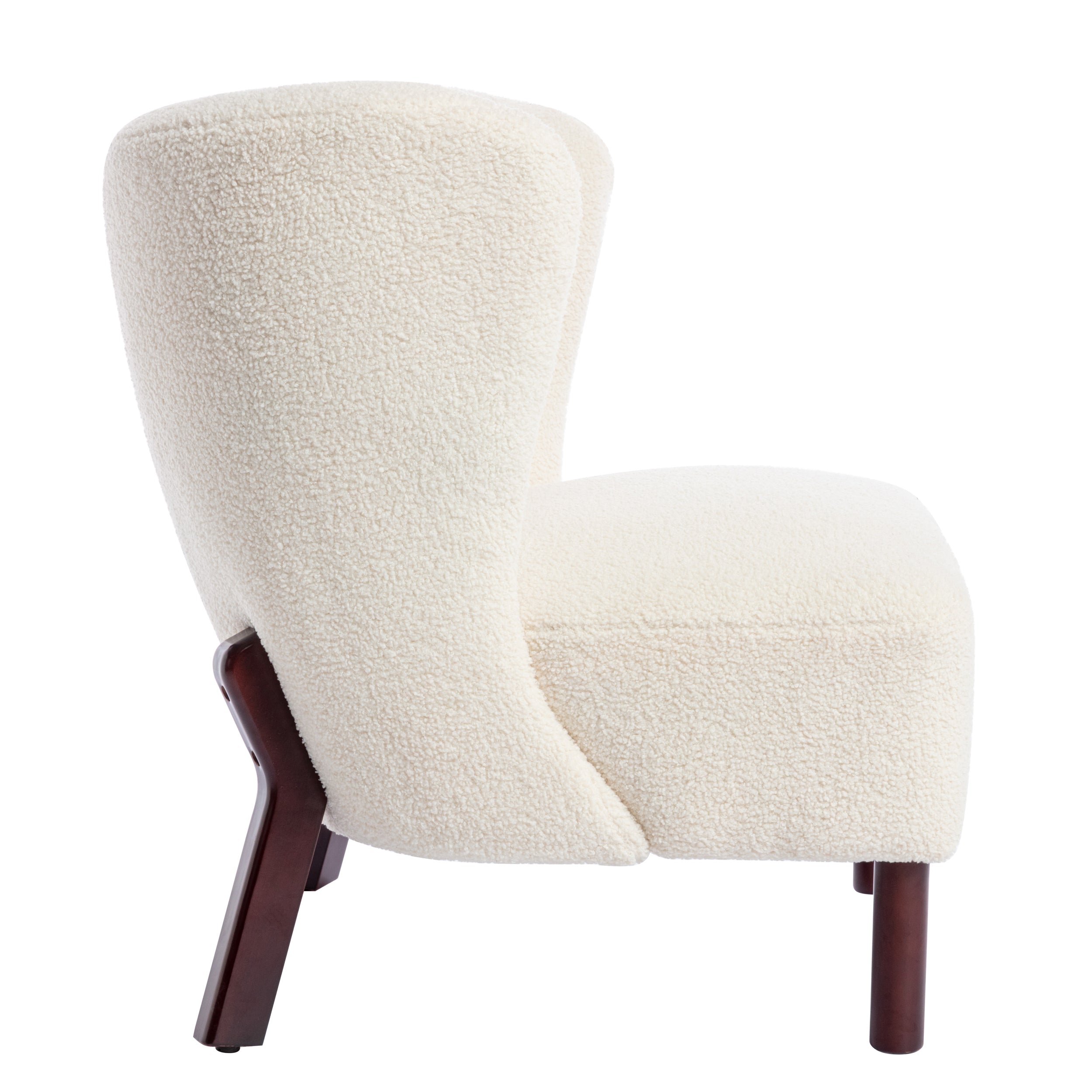 Upholstered Armless Chair Lambskin Sherpa Single Sofa Accent Chair with Wooden Legs