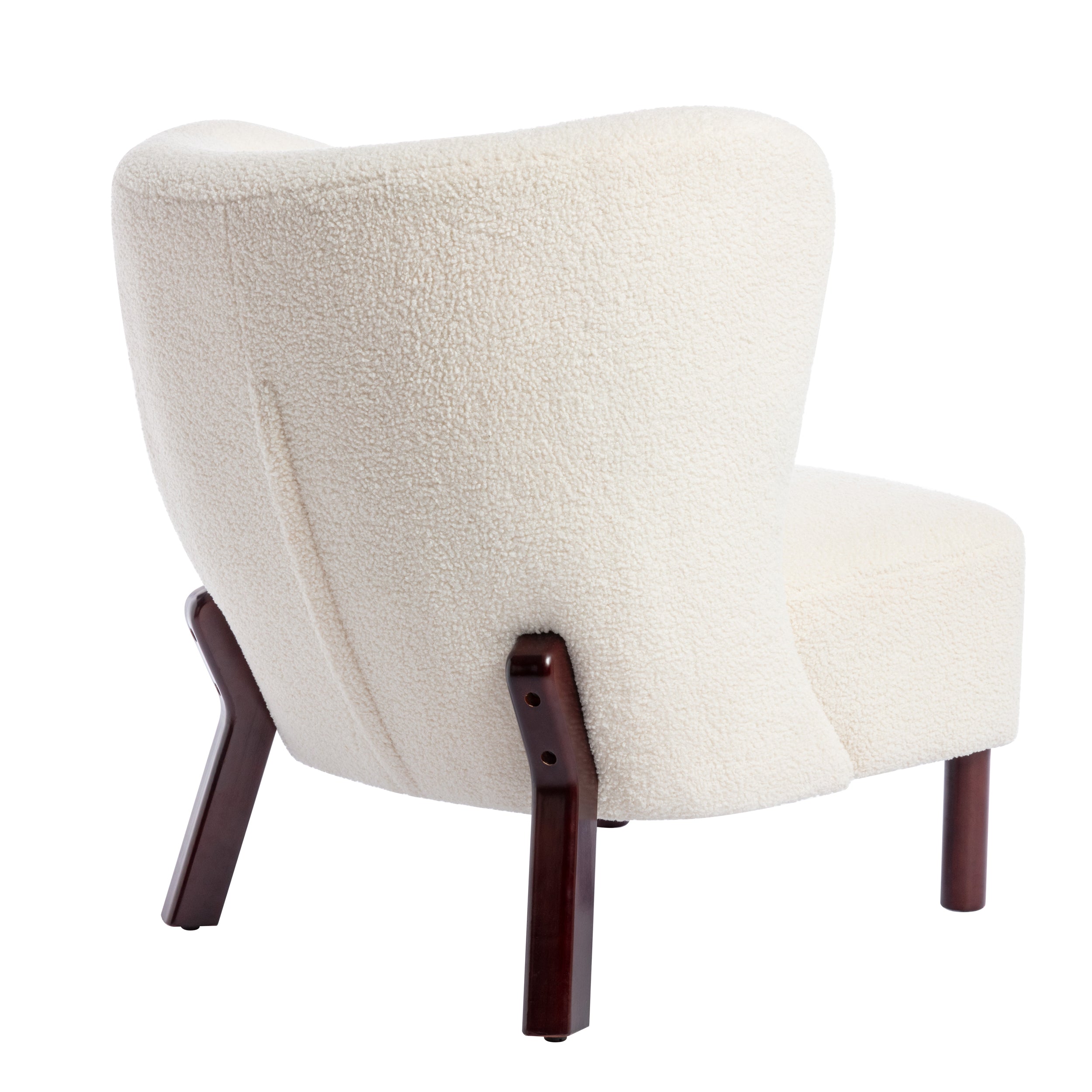 Upholstered Armless Chair Lambskin Sherpa Single Sofa Accent Chair with Wooden Legs