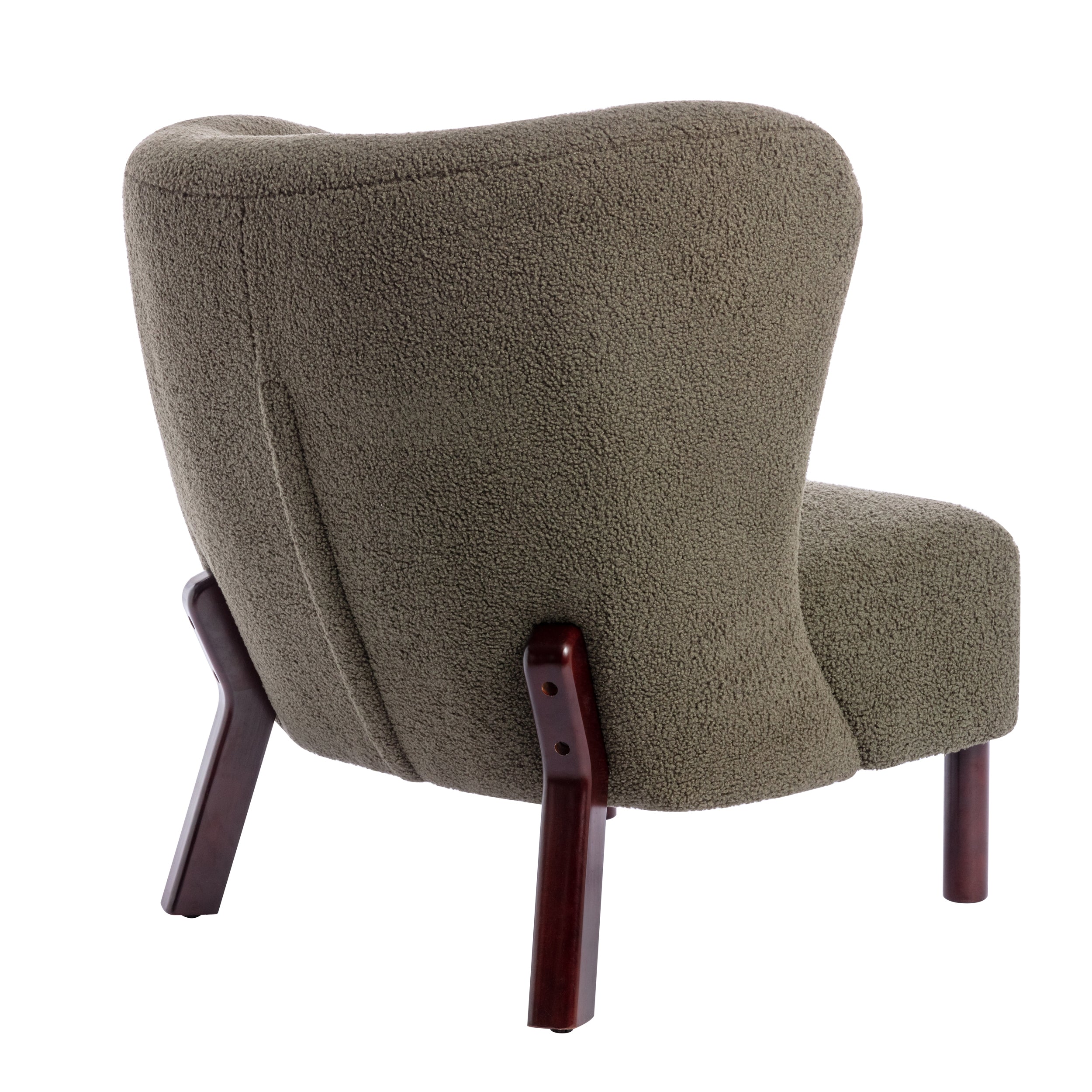 Upholstered Armless Chair Lambskin Sherpa Single Sofa Accent Chair with Wooden Legs