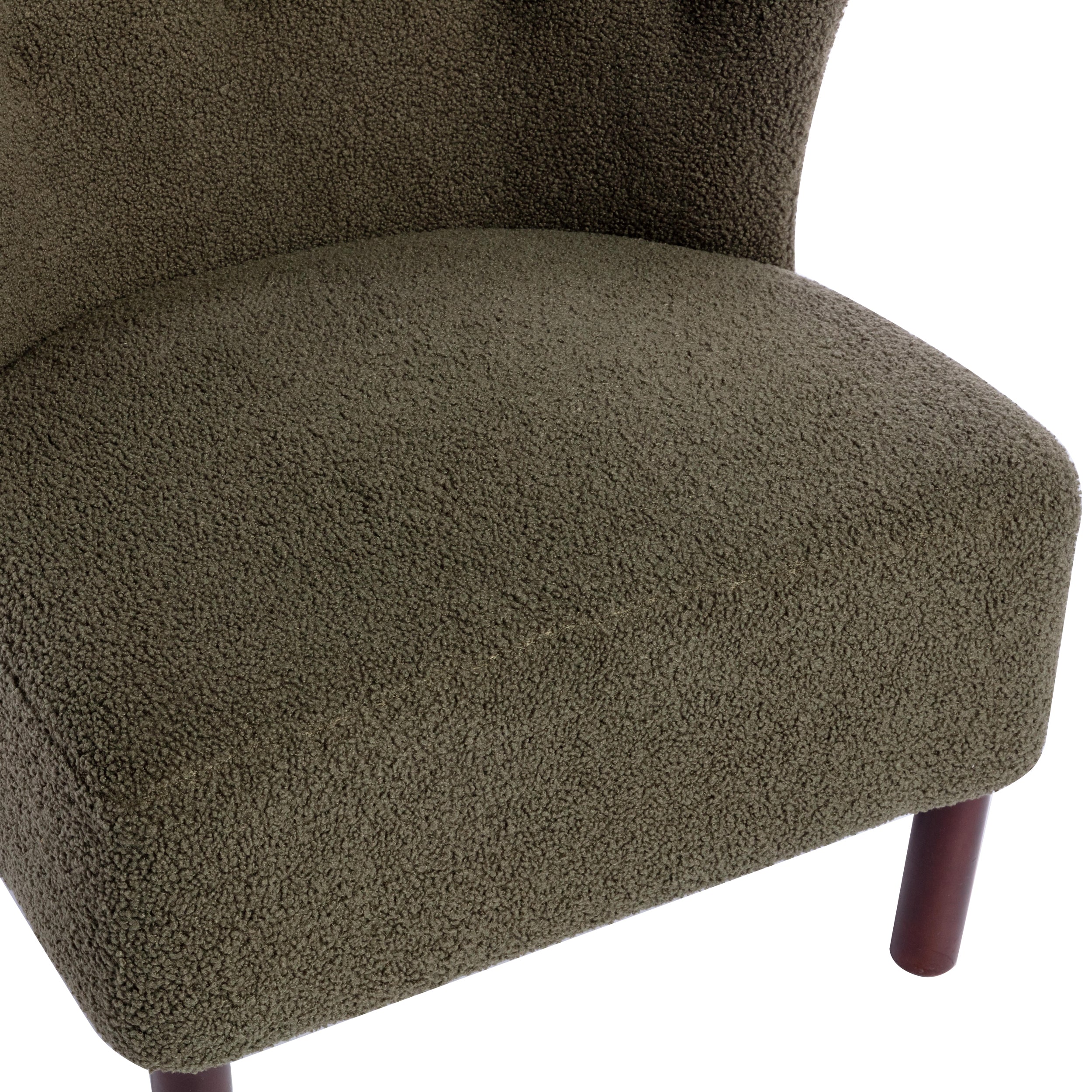 Upholstered Armless Chair Lambskin Sherpa Single Sofa Accent Chair with Wooden Legs