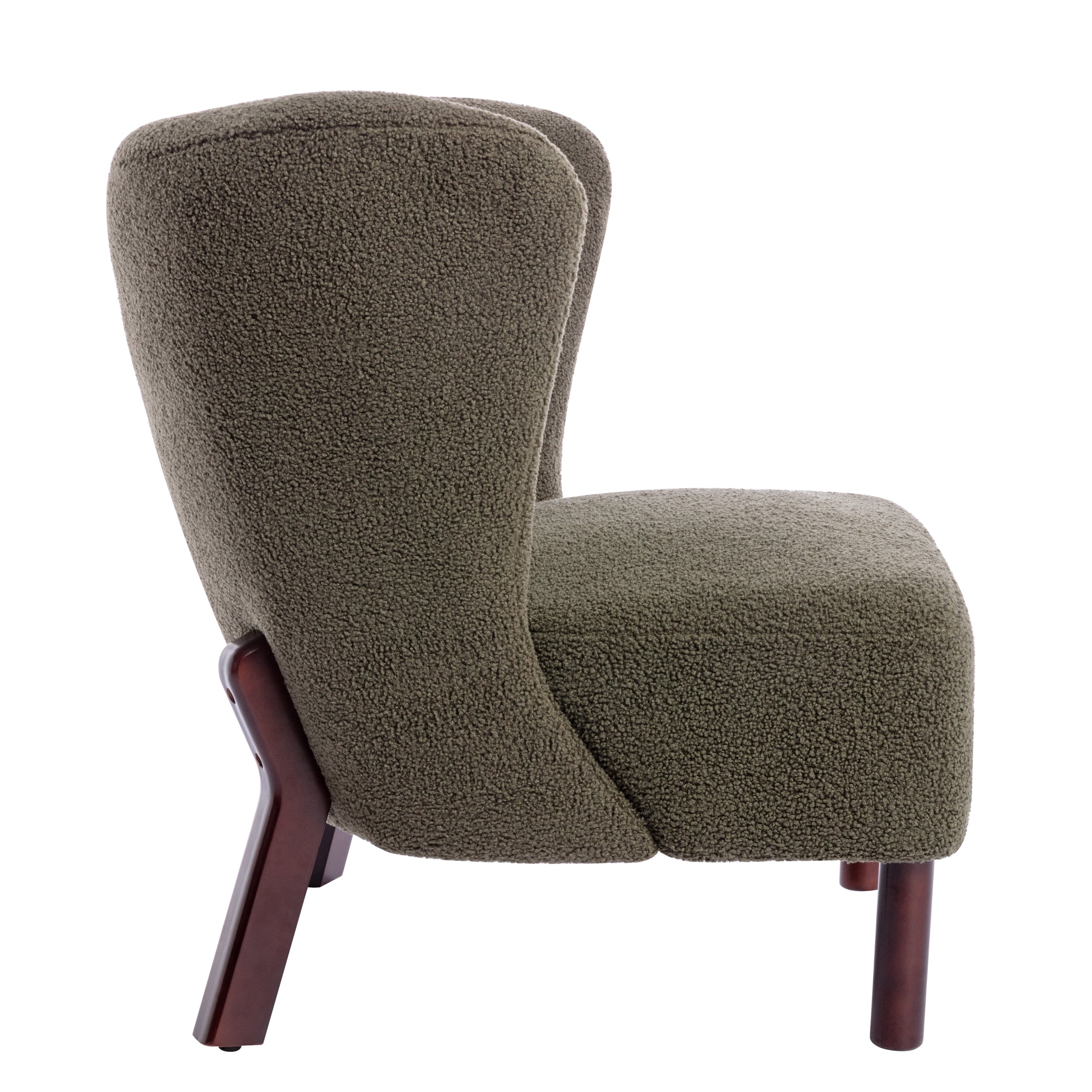 Upholstered Armless Chair Lambskin Sherpa Single Sofa Accent Chair with Wooden Legs