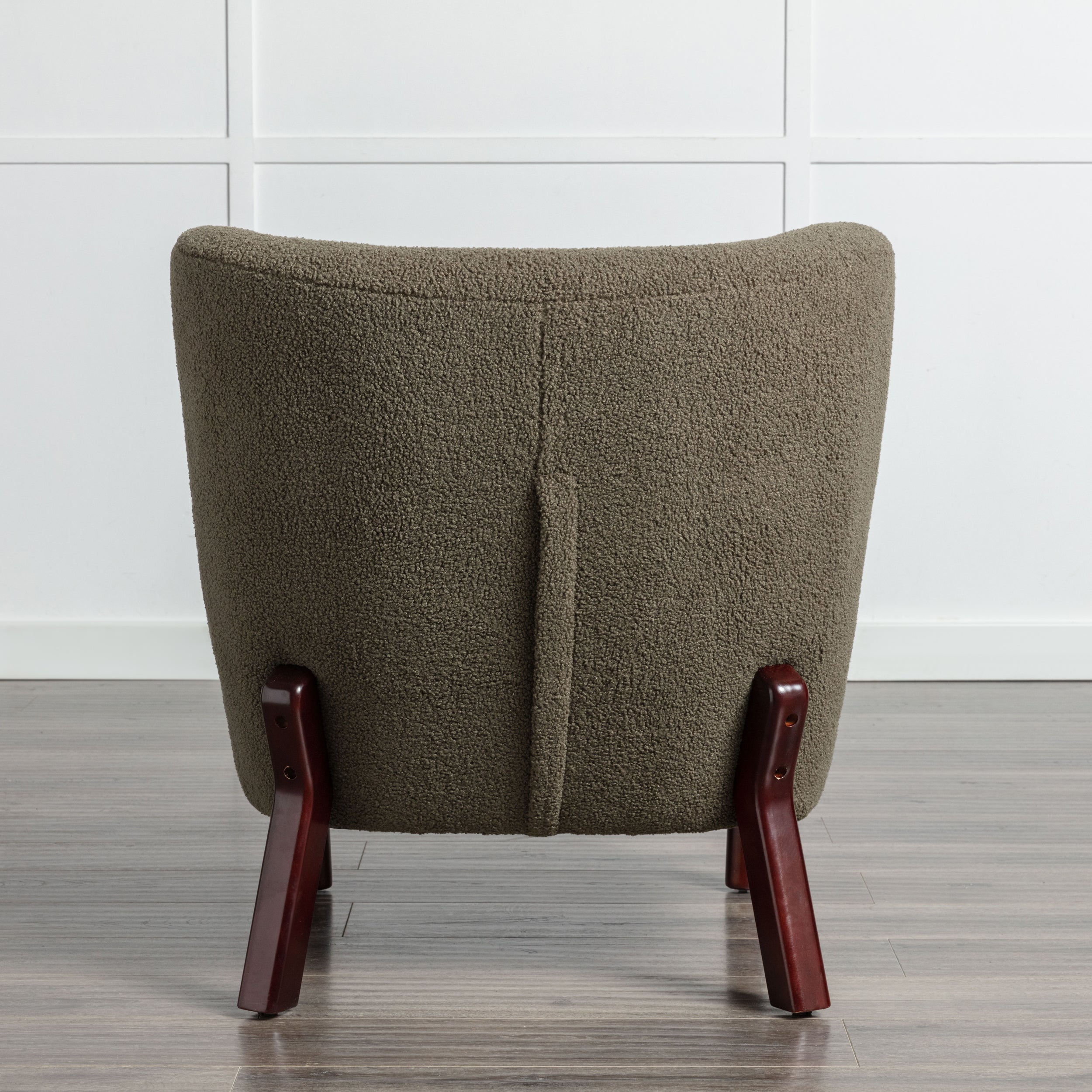 Upholstered Armless Chair Lambskin Sherpa Single Sofa Accent Chair with Wooden Legs