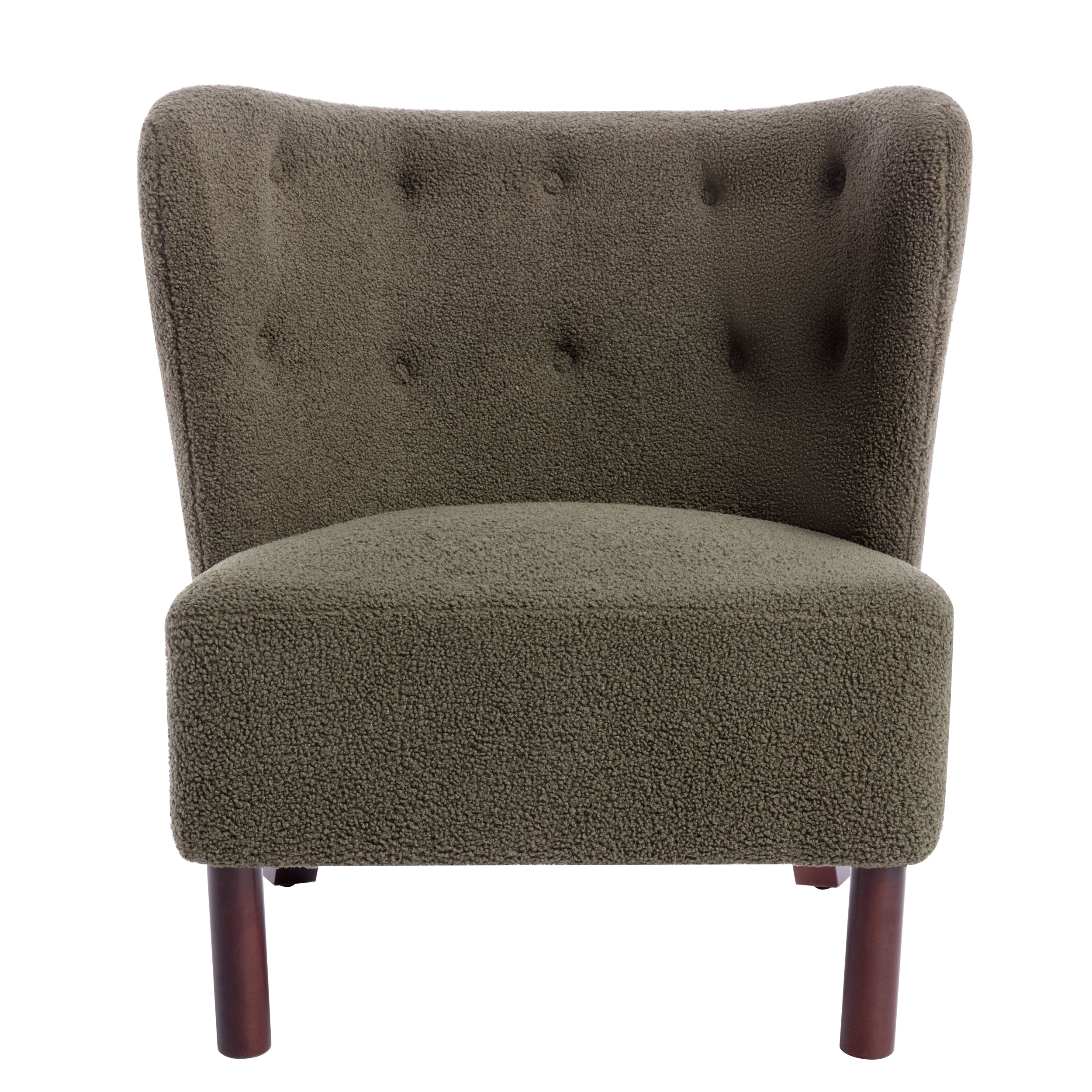 Upholstered Armless Chair Lambskin Sherpa Single Sofa Accent Chair with Wooden Legs