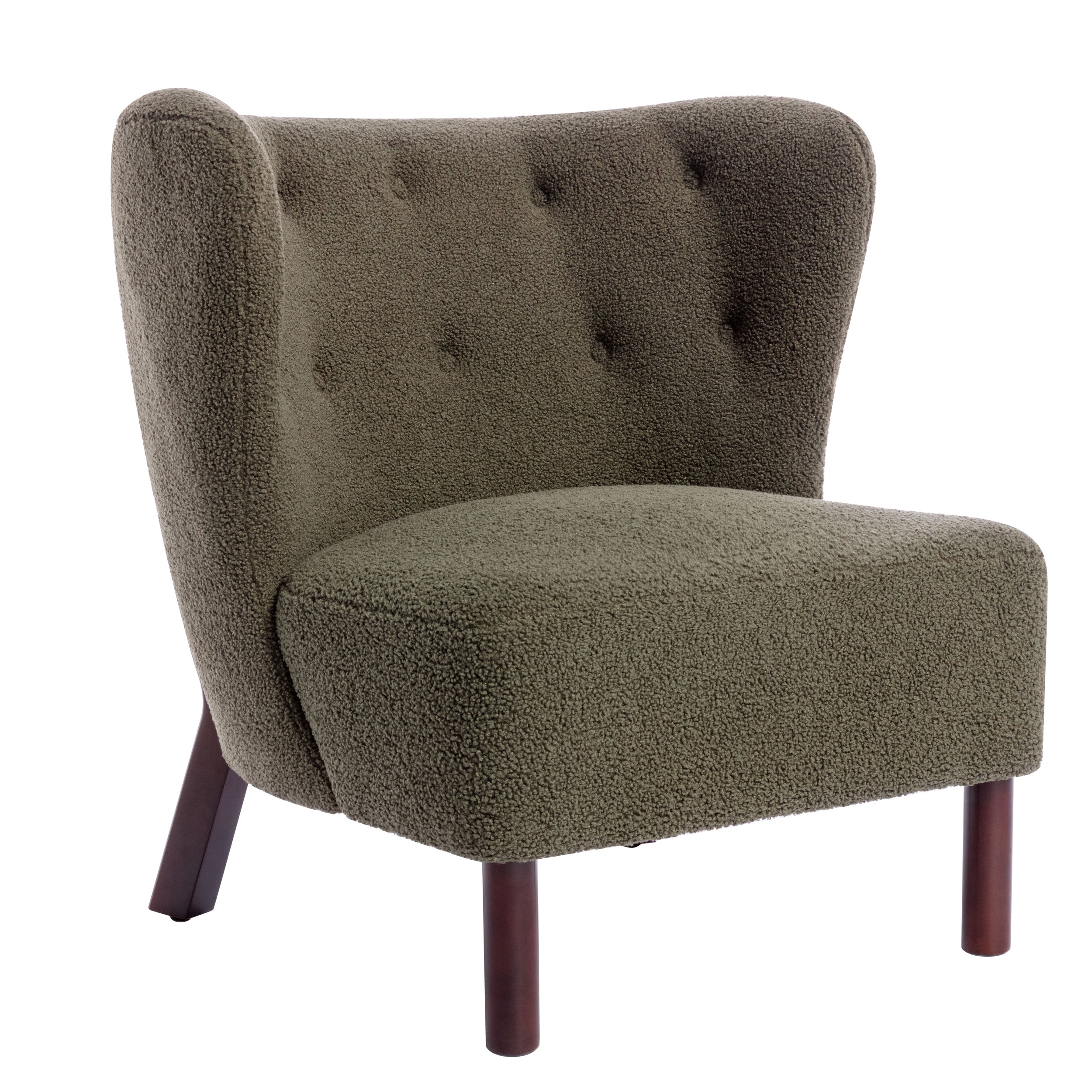 Upholstered Armless Chair Lambskin Sherpa Single Sofa Accent Chair with Wooden Legs