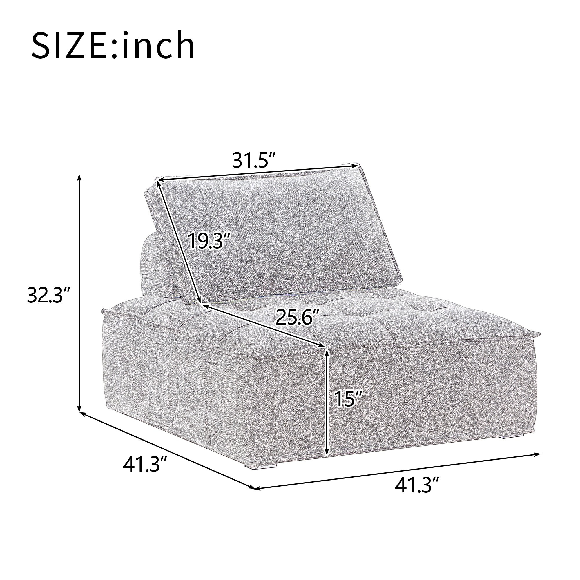 41 inch Upholstered Seating Armless Accent Chair