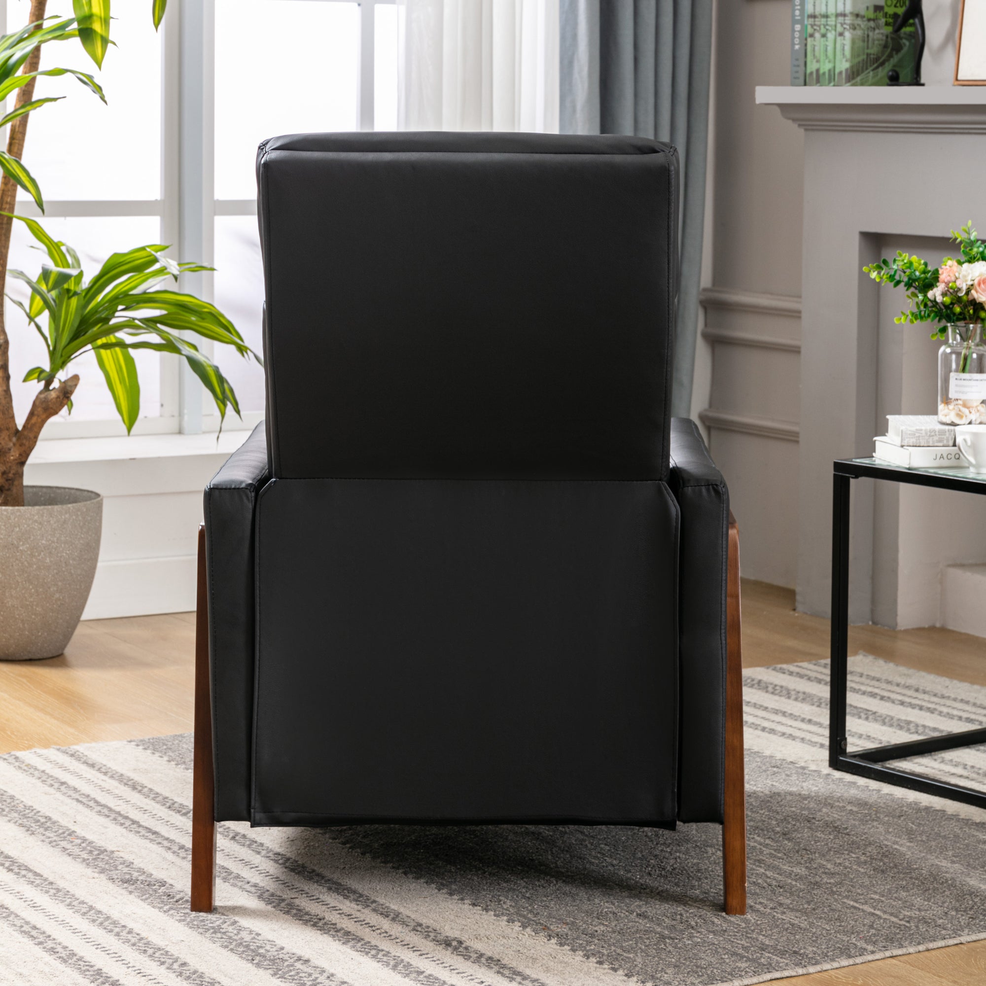 Wood-Framed Upholstered Recliner Chair with Thick Seat Cushion and Backrest