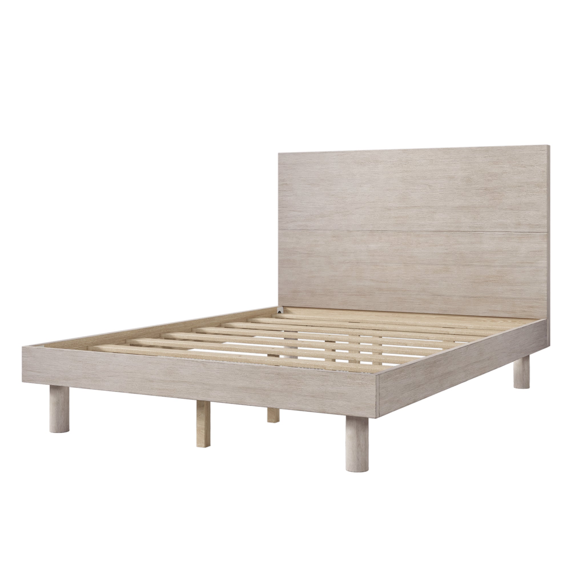3 Pieces Modern Concise Style Bedroom Set Solid Wood Grain Platform Full Bed Frame + Nightstand +6-Drawer Dresser