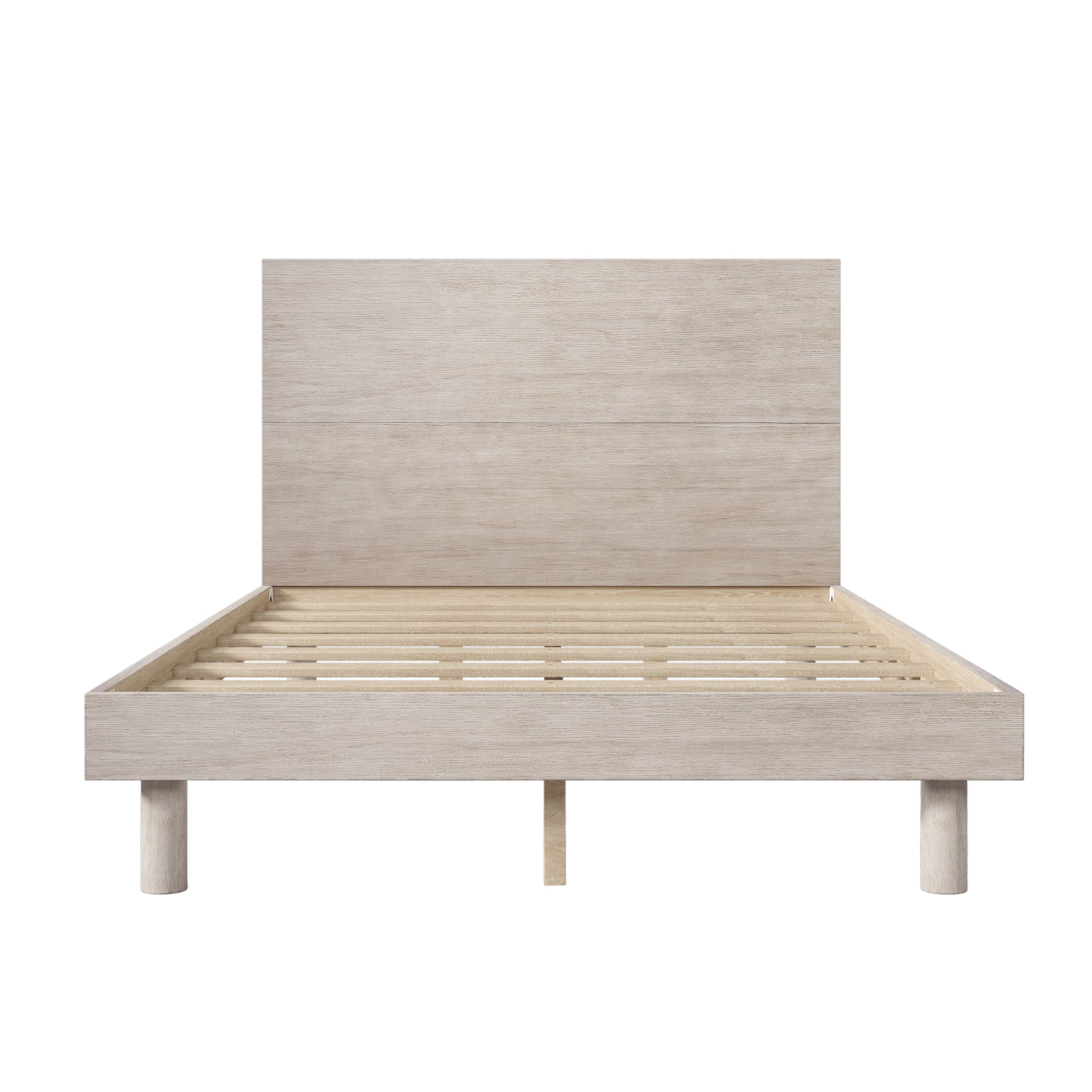 3 Pieces Modern Concise Style Bedroom Set Solid Wood Grain Platform Full Bed Frame + Nightstand +6-Drawer Dresser