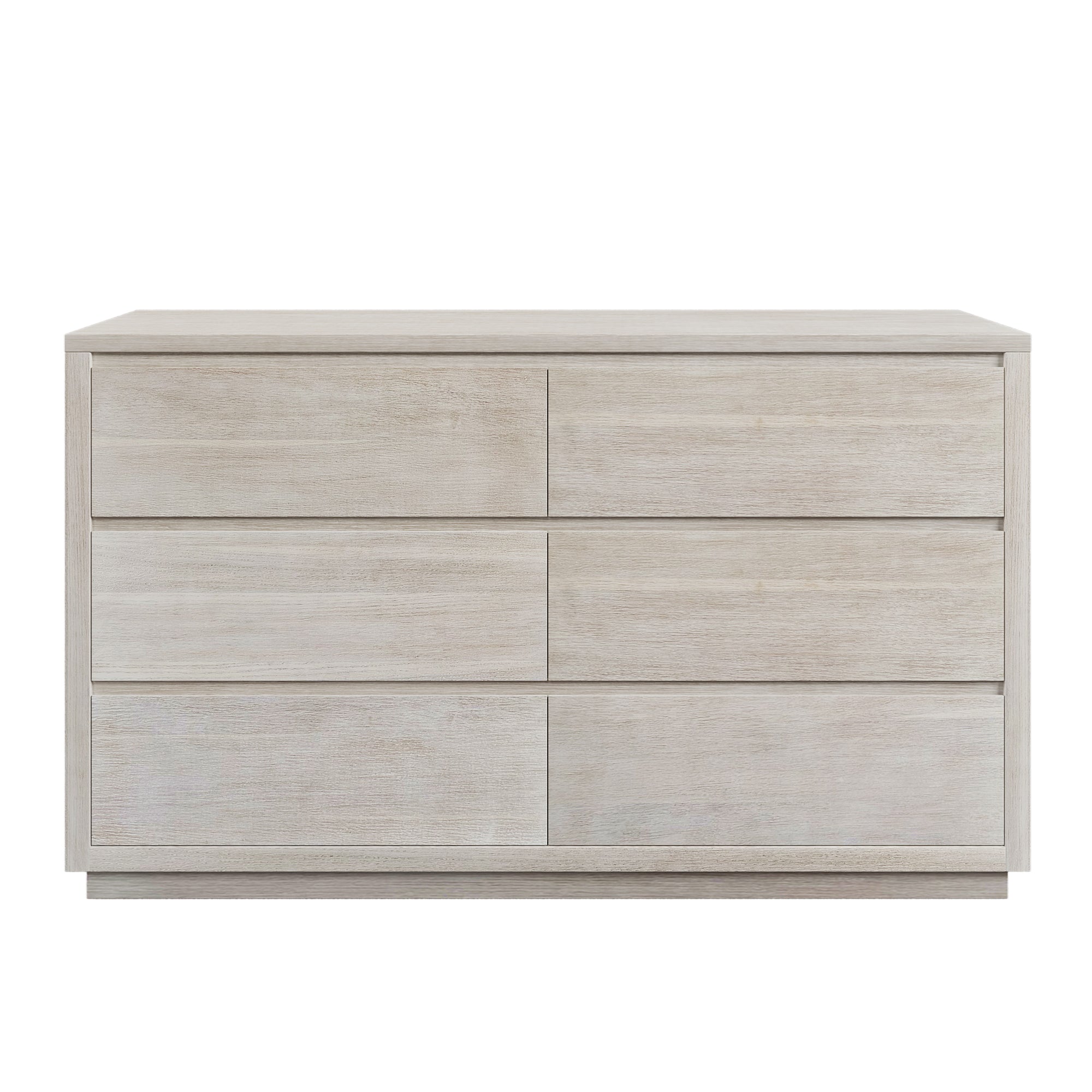 3 Pieces Modern Concise Style Bedroom Set Solid Wood Grain Platform Full Bed Frame + Nightstand +6-Drawer Dresser