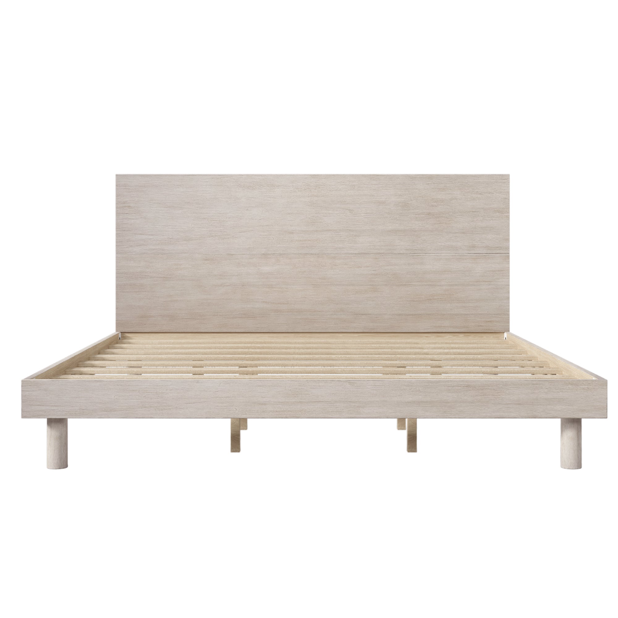3 Pieces Modern Concise Style Bedroom Set Solid Wood Grain Platform Full Bed Frame + Nightstand +6-Drawer Dresser