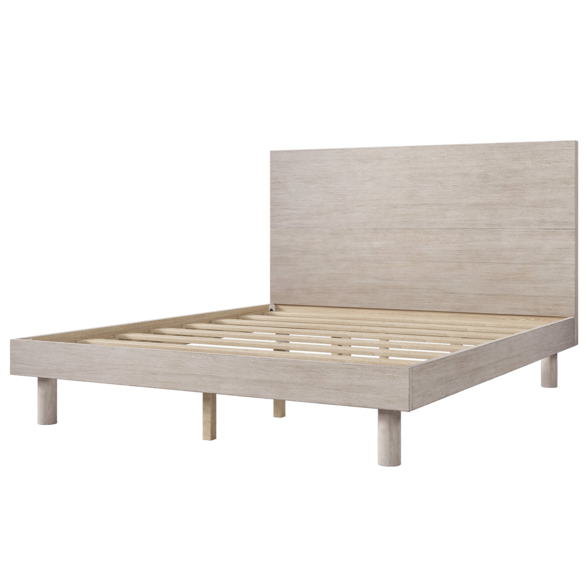 3 Pieces Modern Concise Style Bedroom Set Solid Wood Grain Platform Full Bed Frame + Nightstand +6-Drawer Dresser