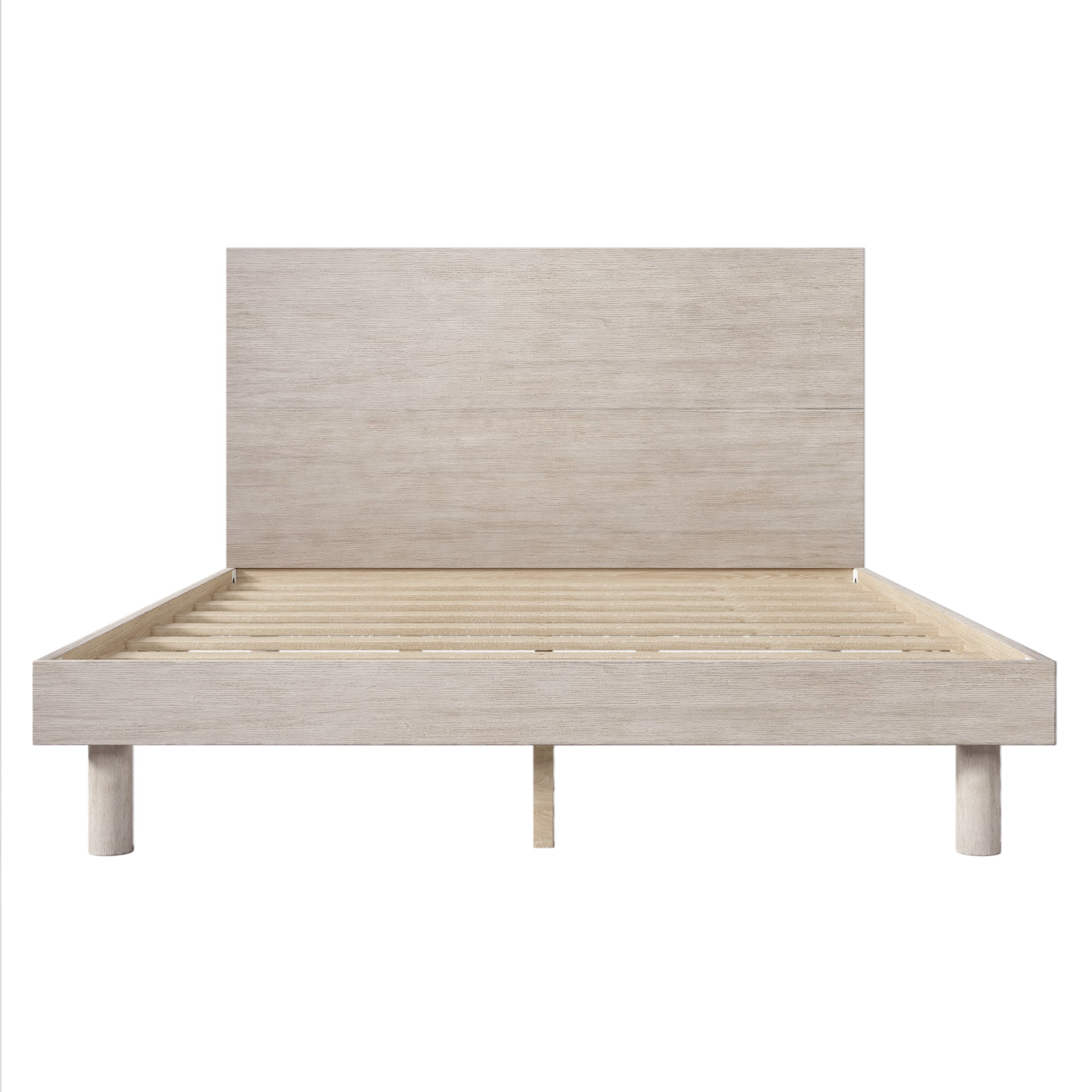 3 Pieces Modern Concise Style Bedroom Set Solid Wood Grain Platform Full Bed Frame + Nightstand +6-Drawer Dresser